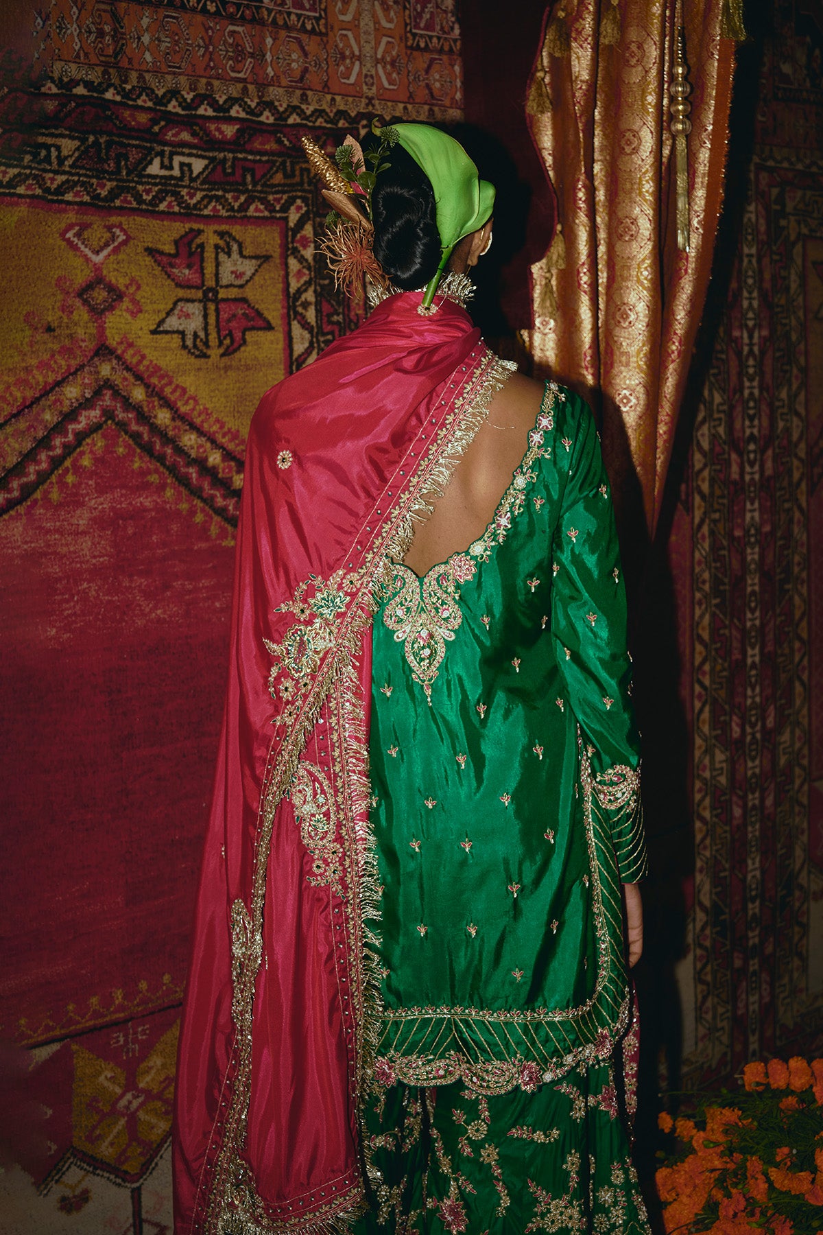 Green Soft Silk Sharara Set