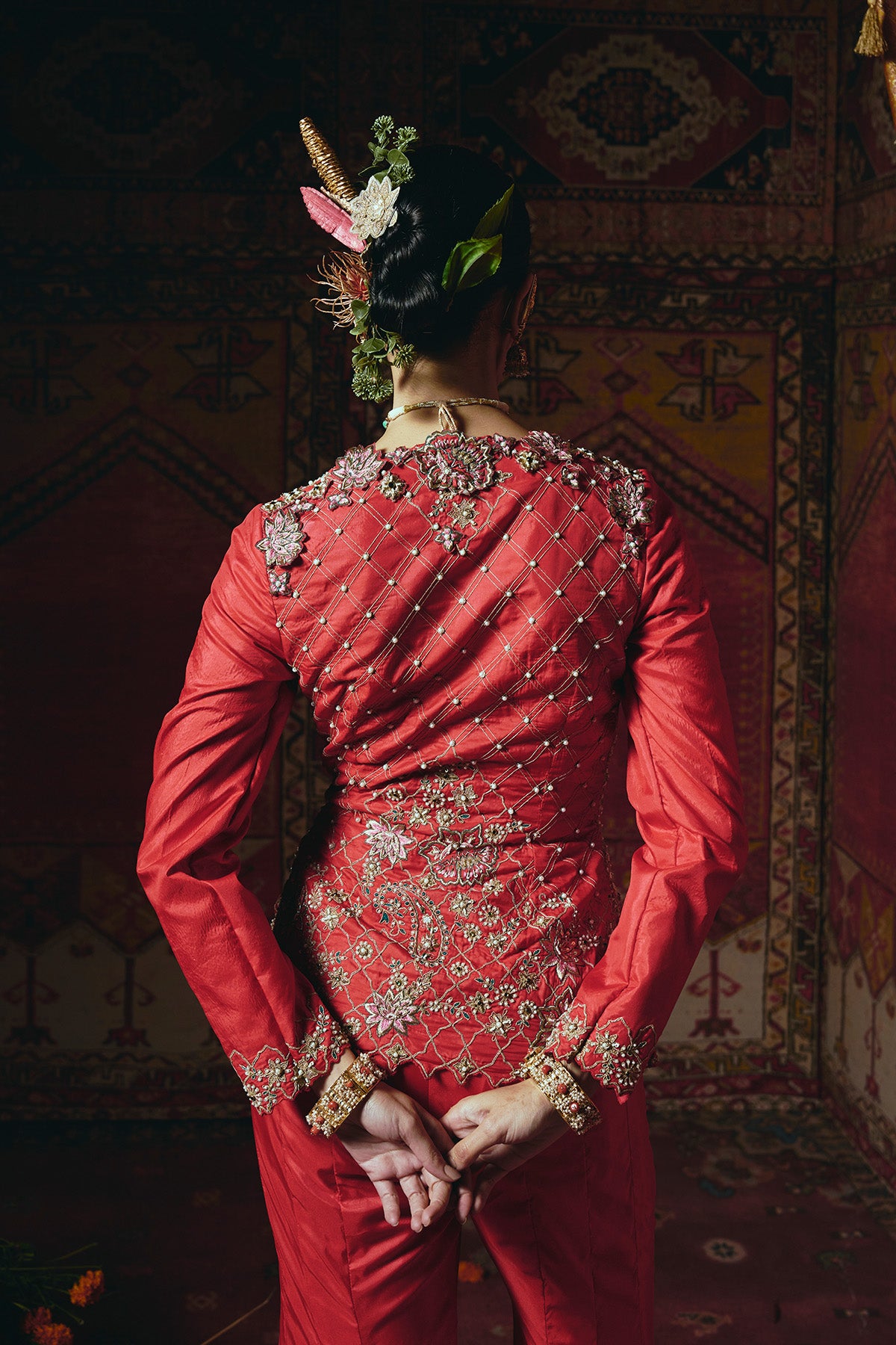 Red Jacket and Sharara Set