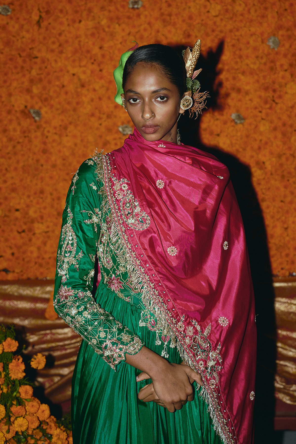 Green Soft Silk Anarkali Set