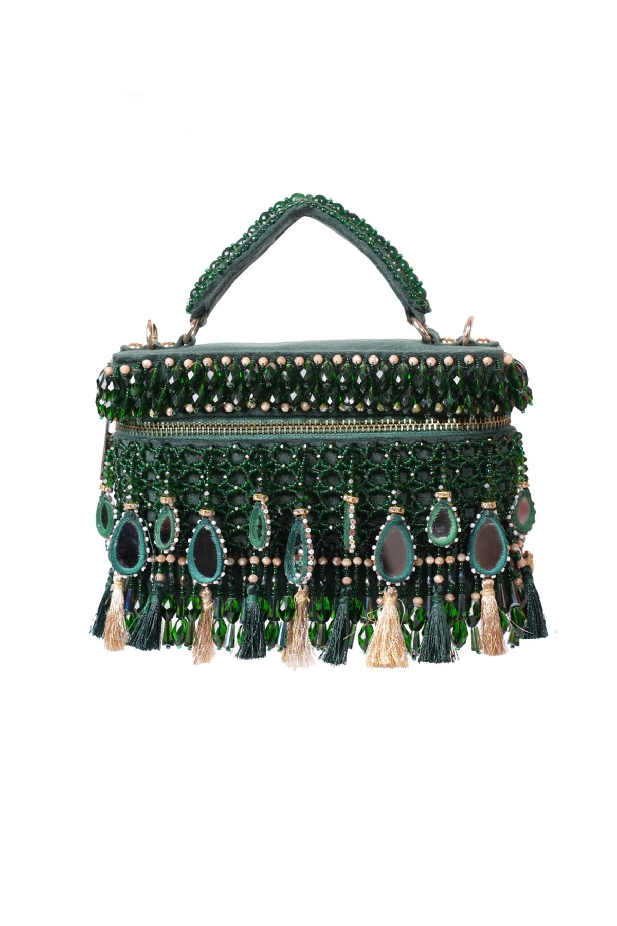Mirage Green Mirrorwork Embellished Vanity Bag