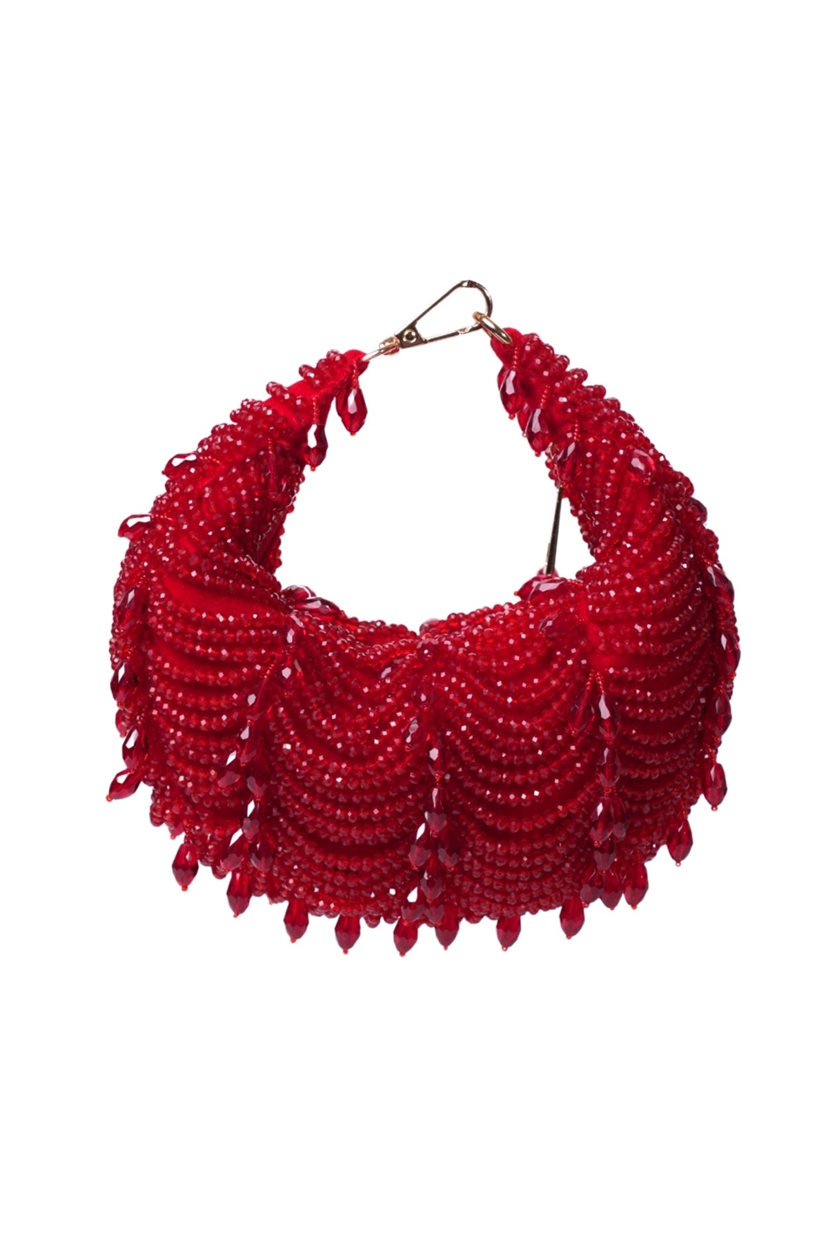 Liona Red Suede Embellished Hobo Bag