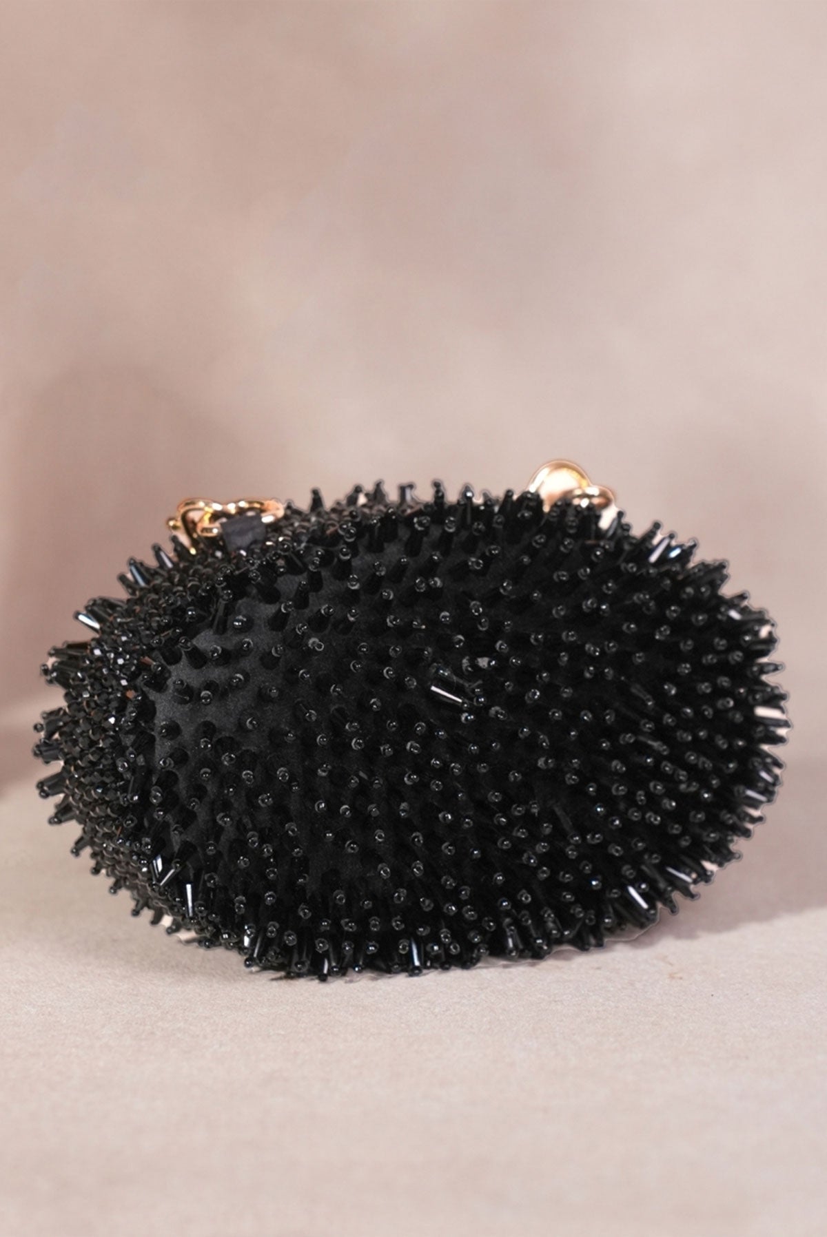 Celeste Black Suede Embellished Clutch