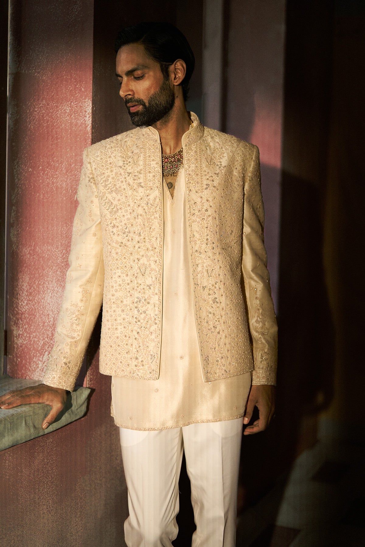 Dune Short Open Jacket, Kurta & Pant Set
