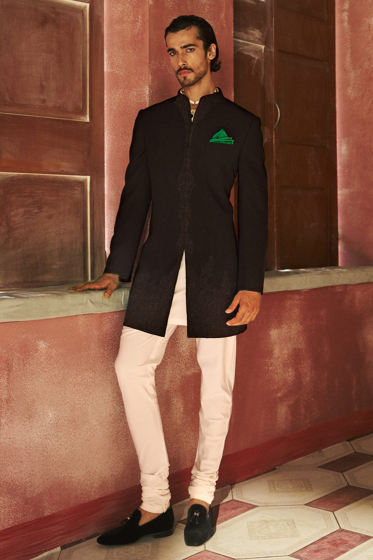 Neroir Nawabi achkan with churidaar