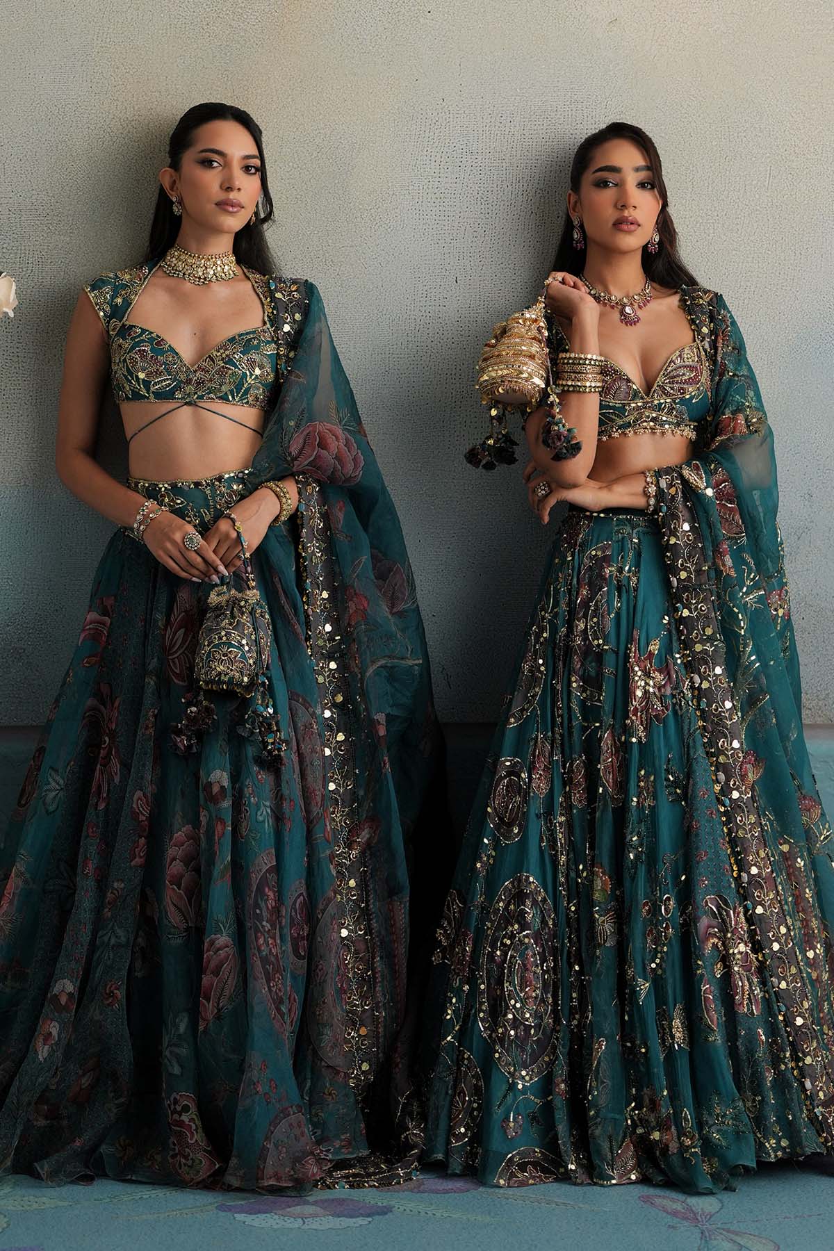 Marine Teal Potli