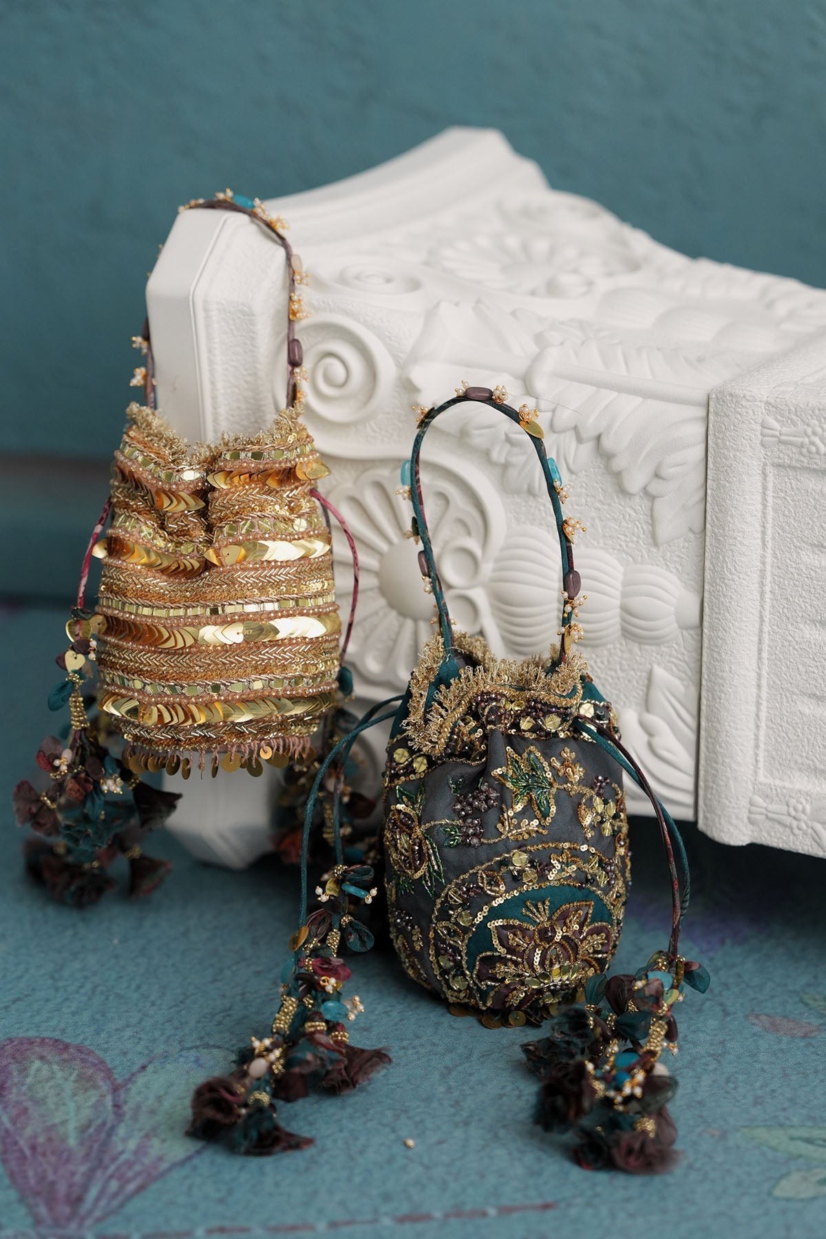 Marine Teal Potli