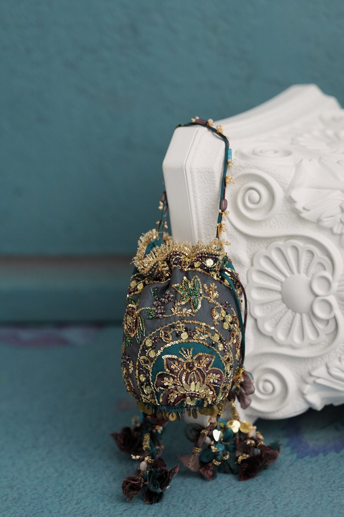 Marine Teal Potli