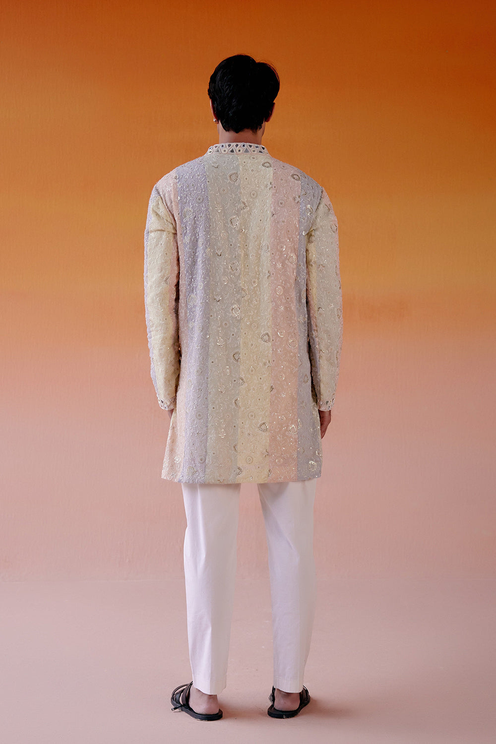 MULTICOLOR PANELED CHIKANKARI KURTA WITH STRAIGHT PANTS