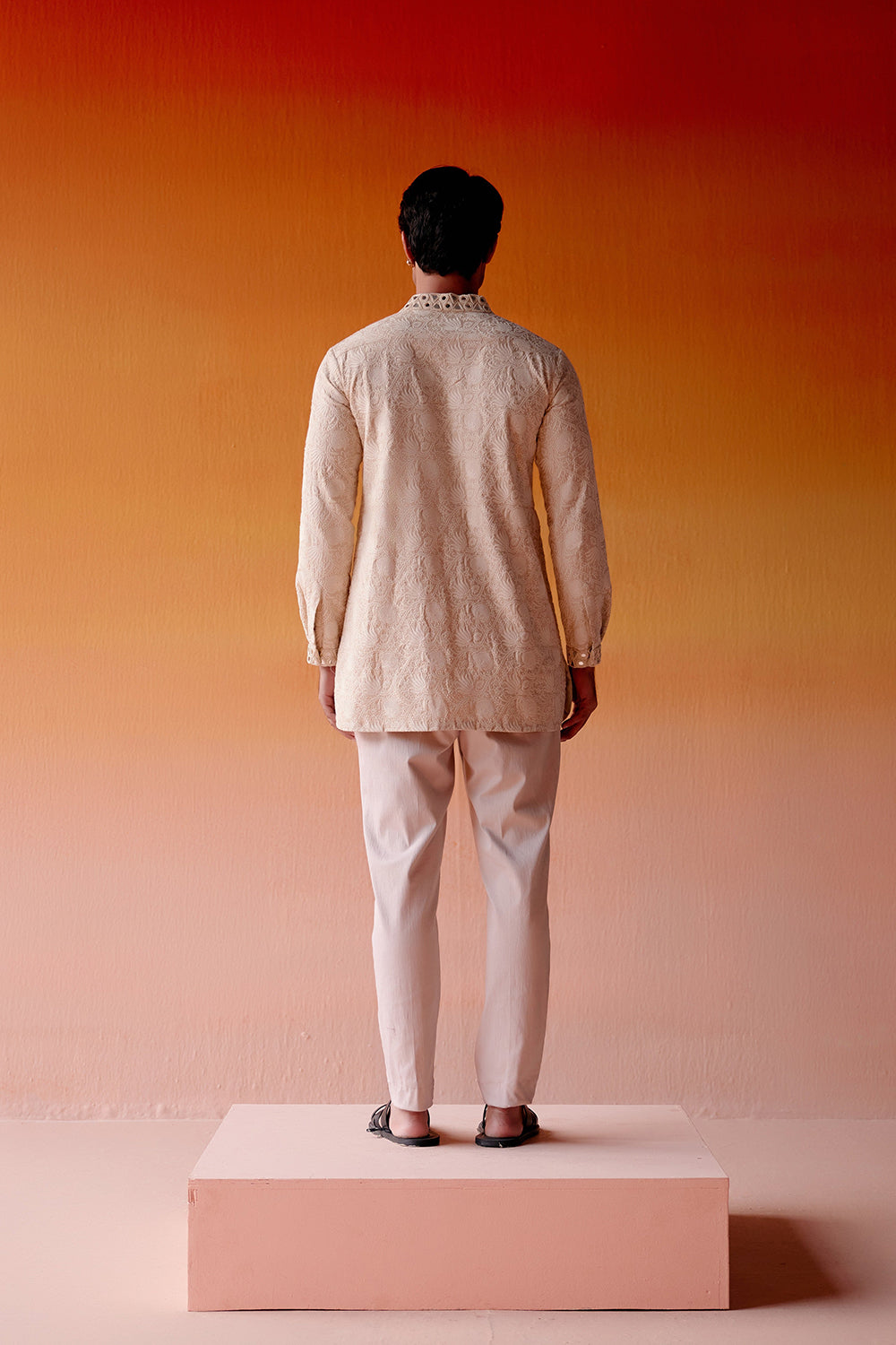 CHIKANKARI KURTA SHIRT WITH STRAIGHT PANTS