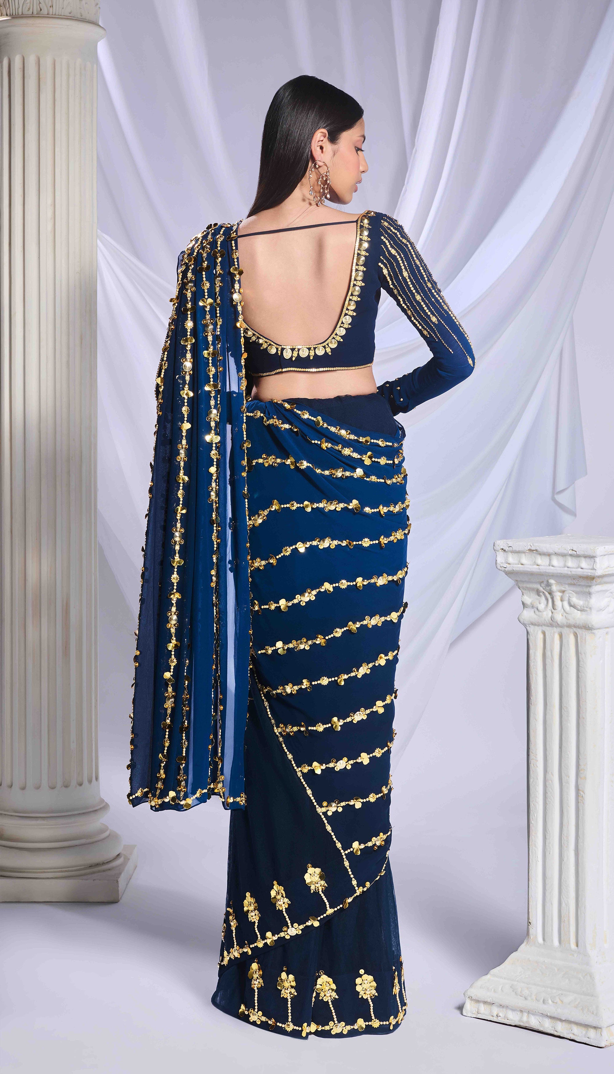 Midnight Marina saree set - Ready to Ship