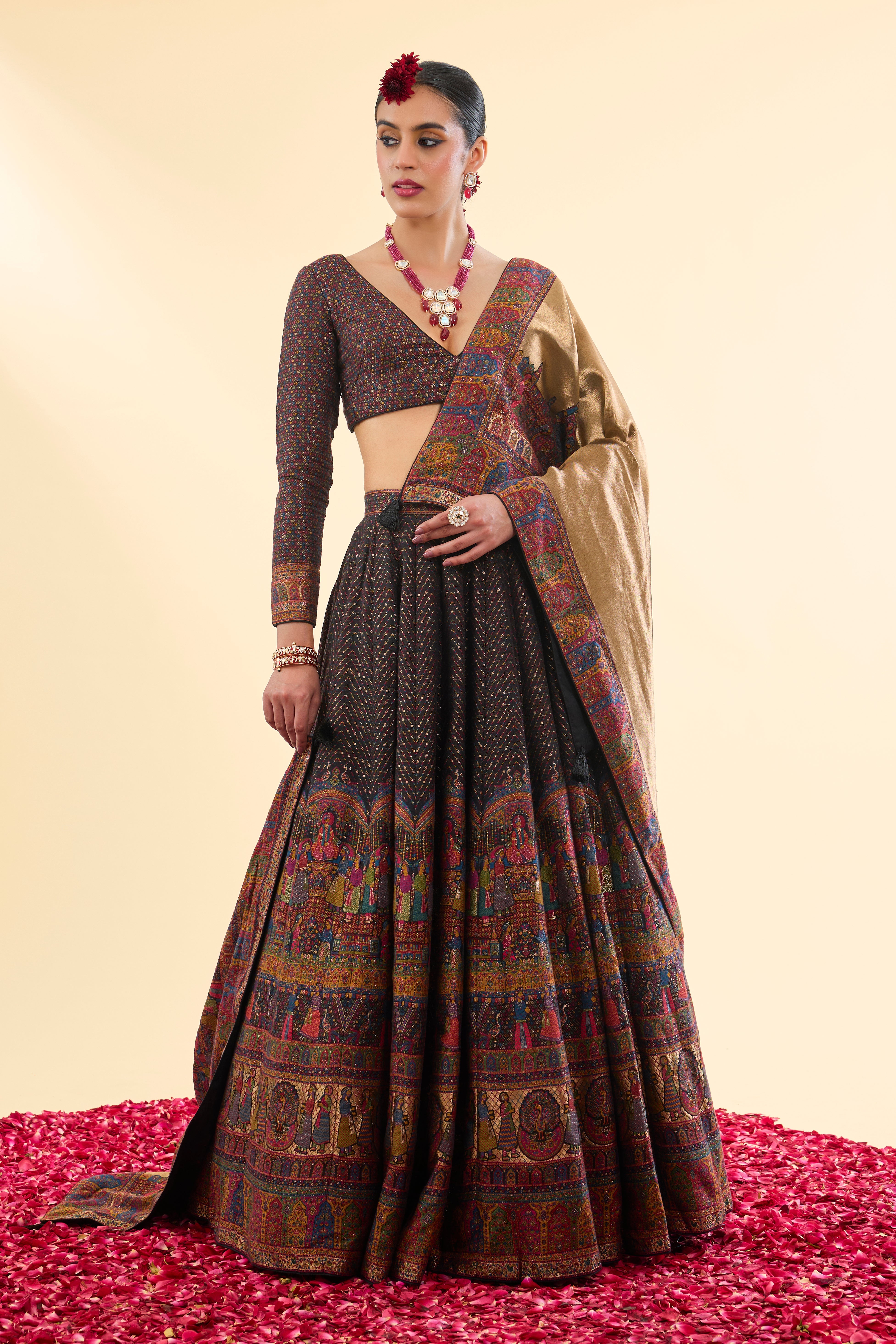 Mubarak Manzil Black Lehenga with Dupatta Set of 3