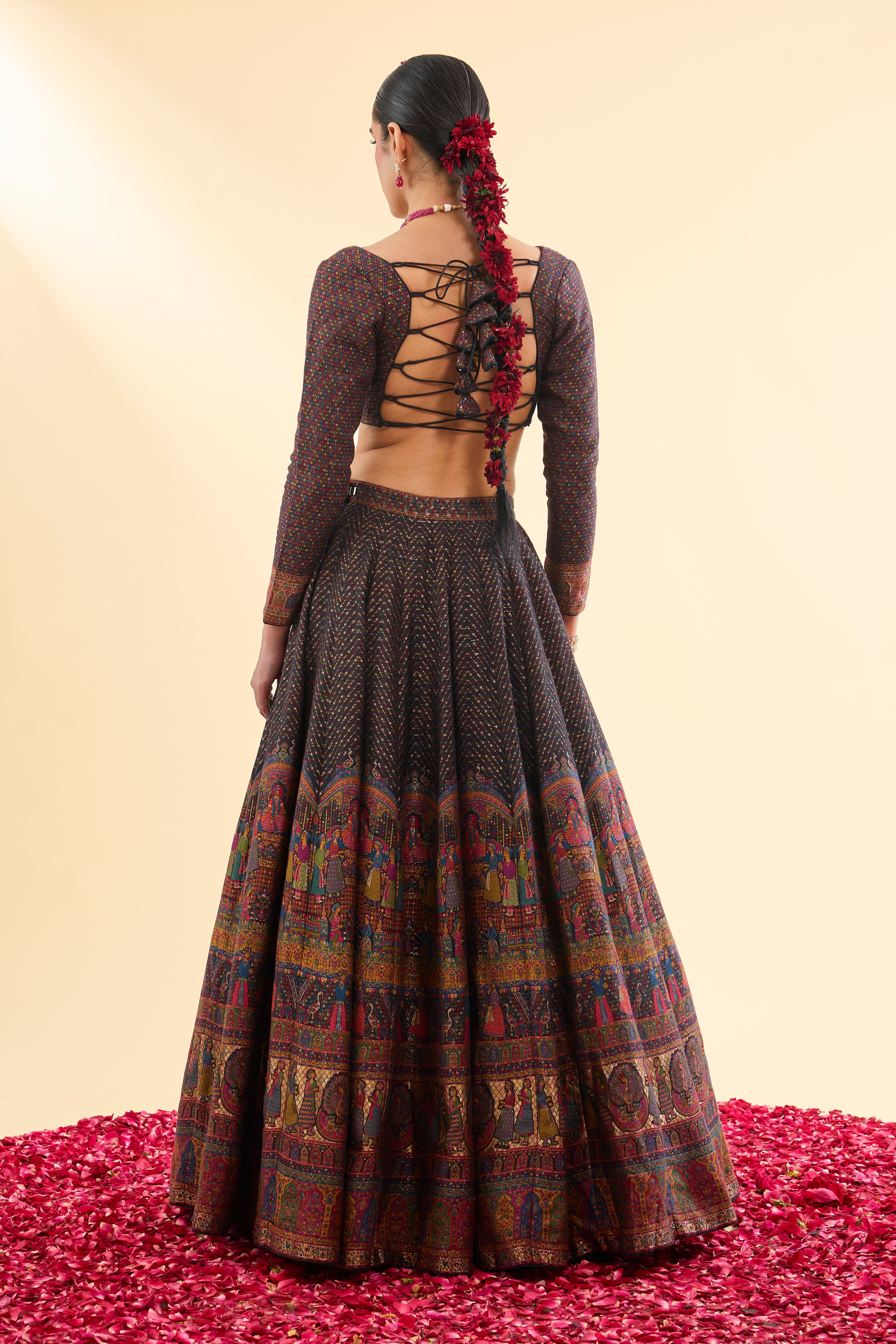 Mubarak Manzil Black Lehenga with Dupatta Set of 3