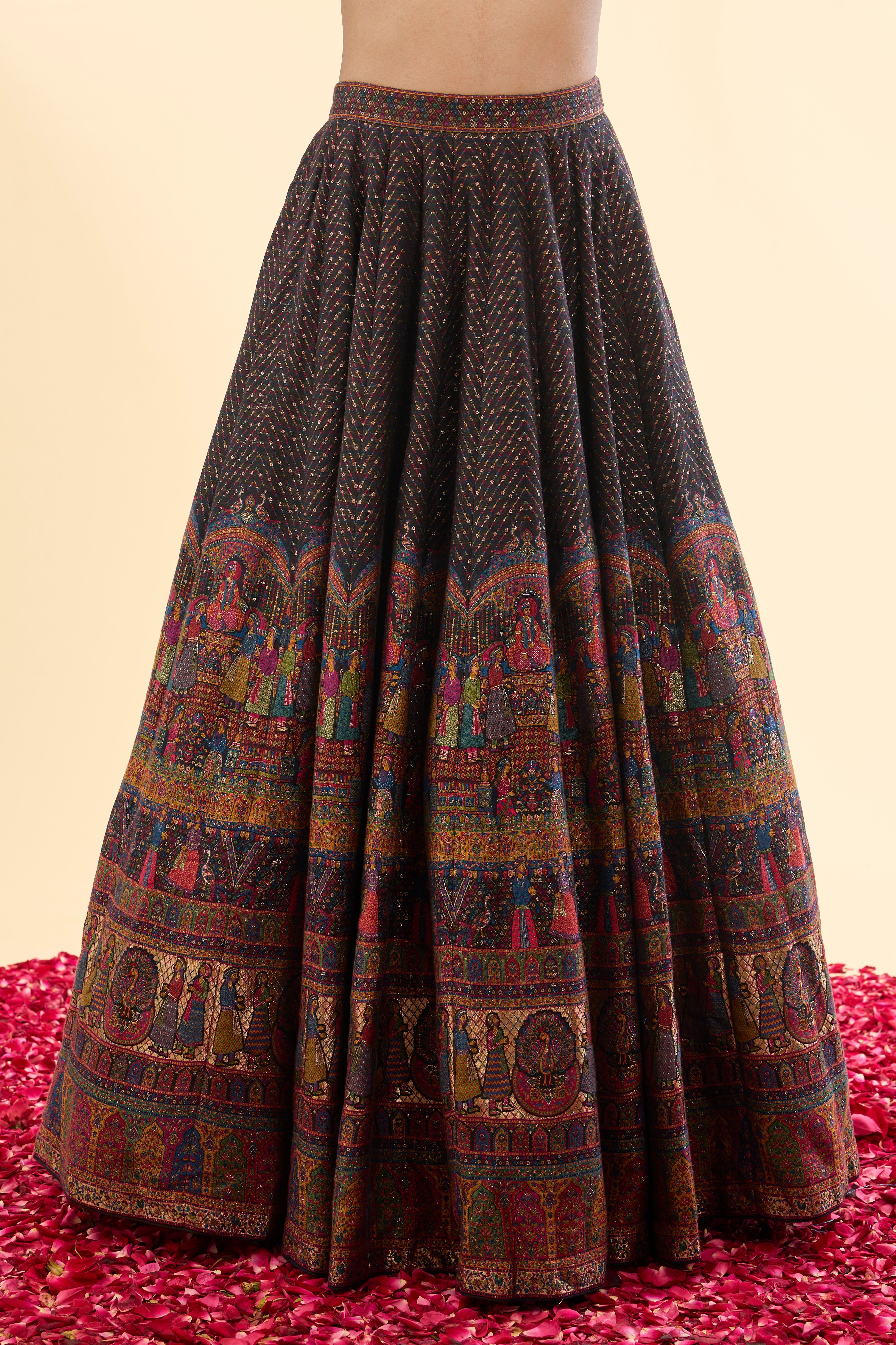 Mubarak Manzil Black Lehenga with Dupatta Set of 3