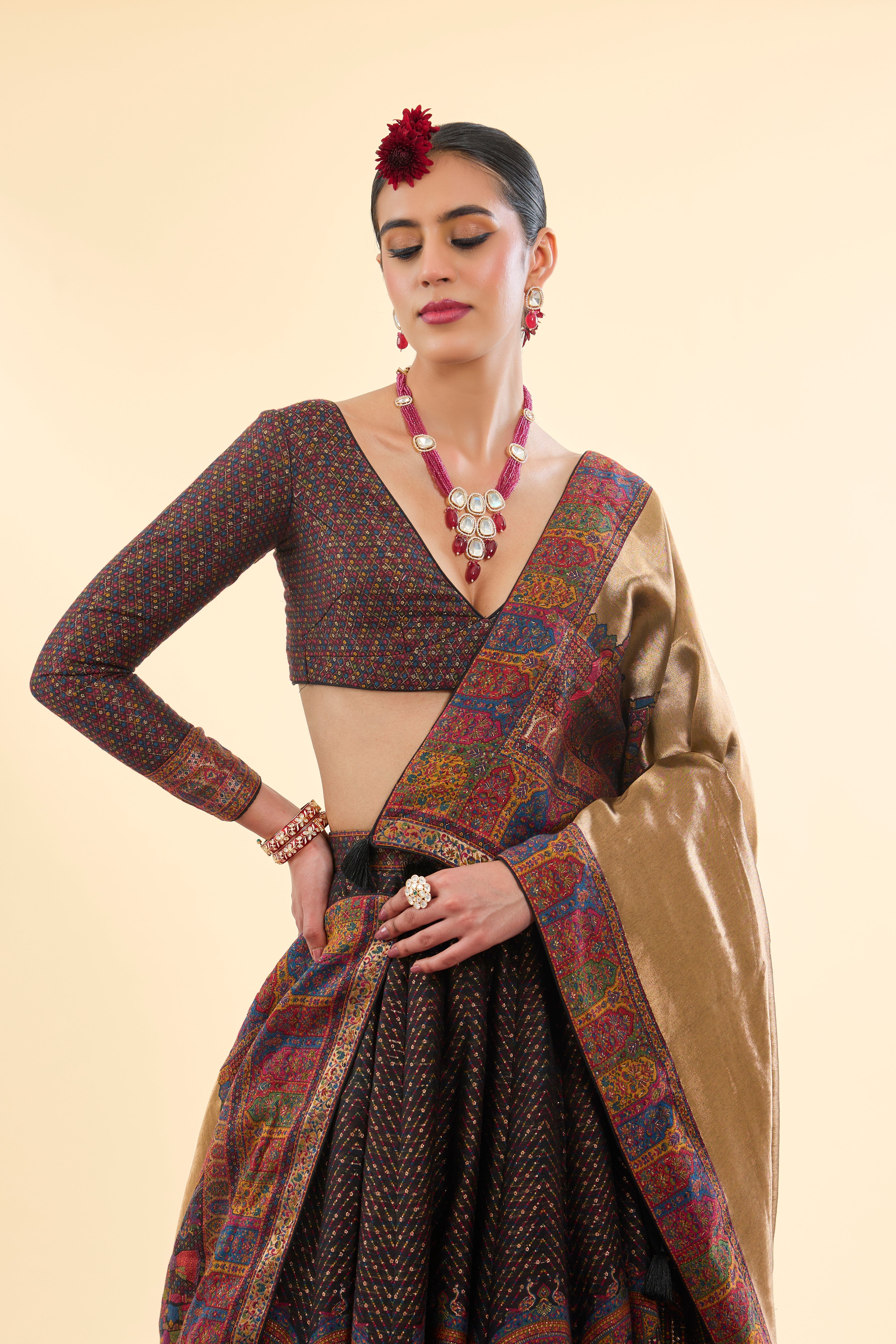 Mubarak Manzil Black Lehenga with Dupatta Set of 3