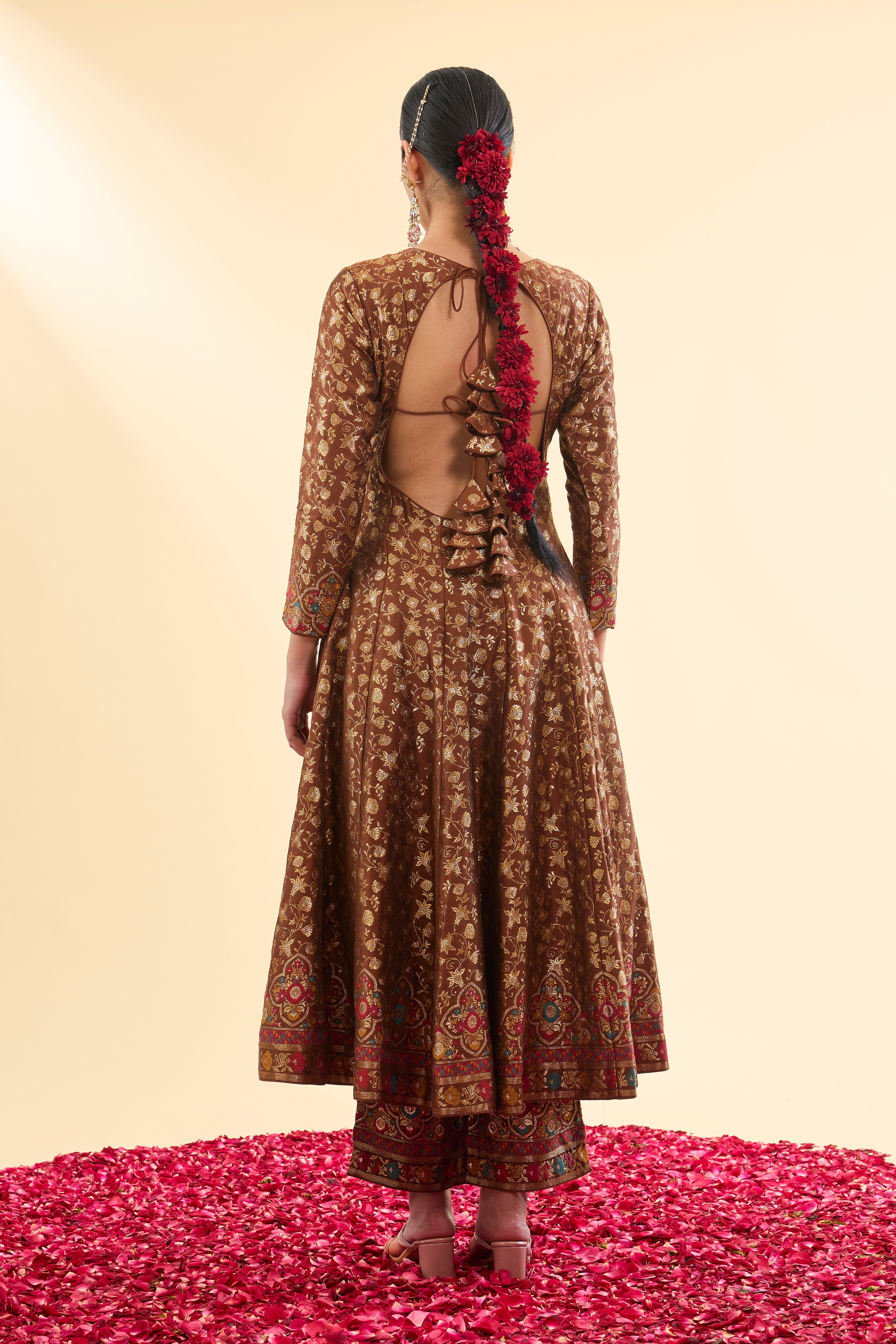 Begumpur Brown Anarkali with Dupatta Set of 3
