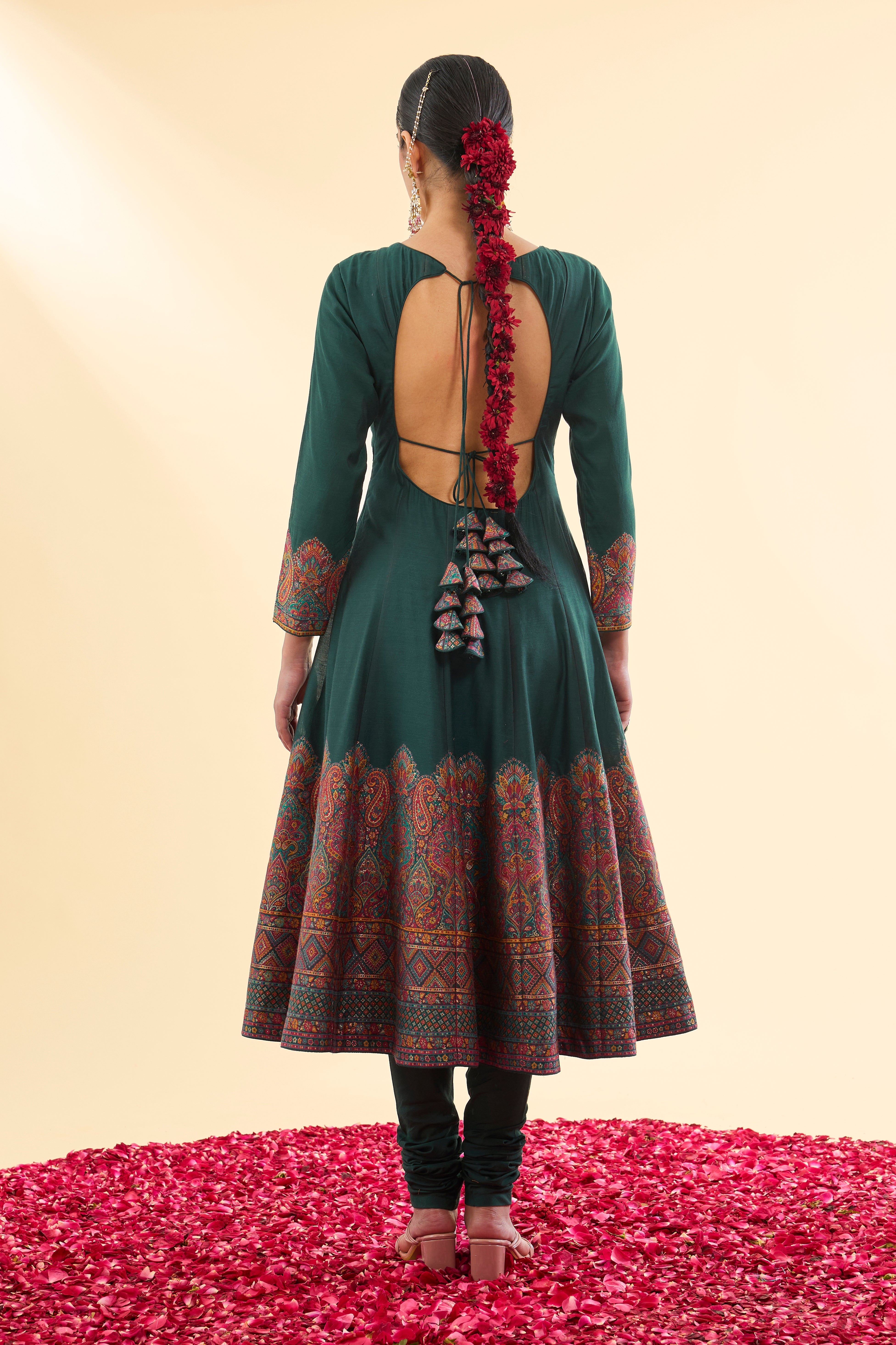 Rang Mahal Bottle Green Anarkali with Dupatta Set of 3