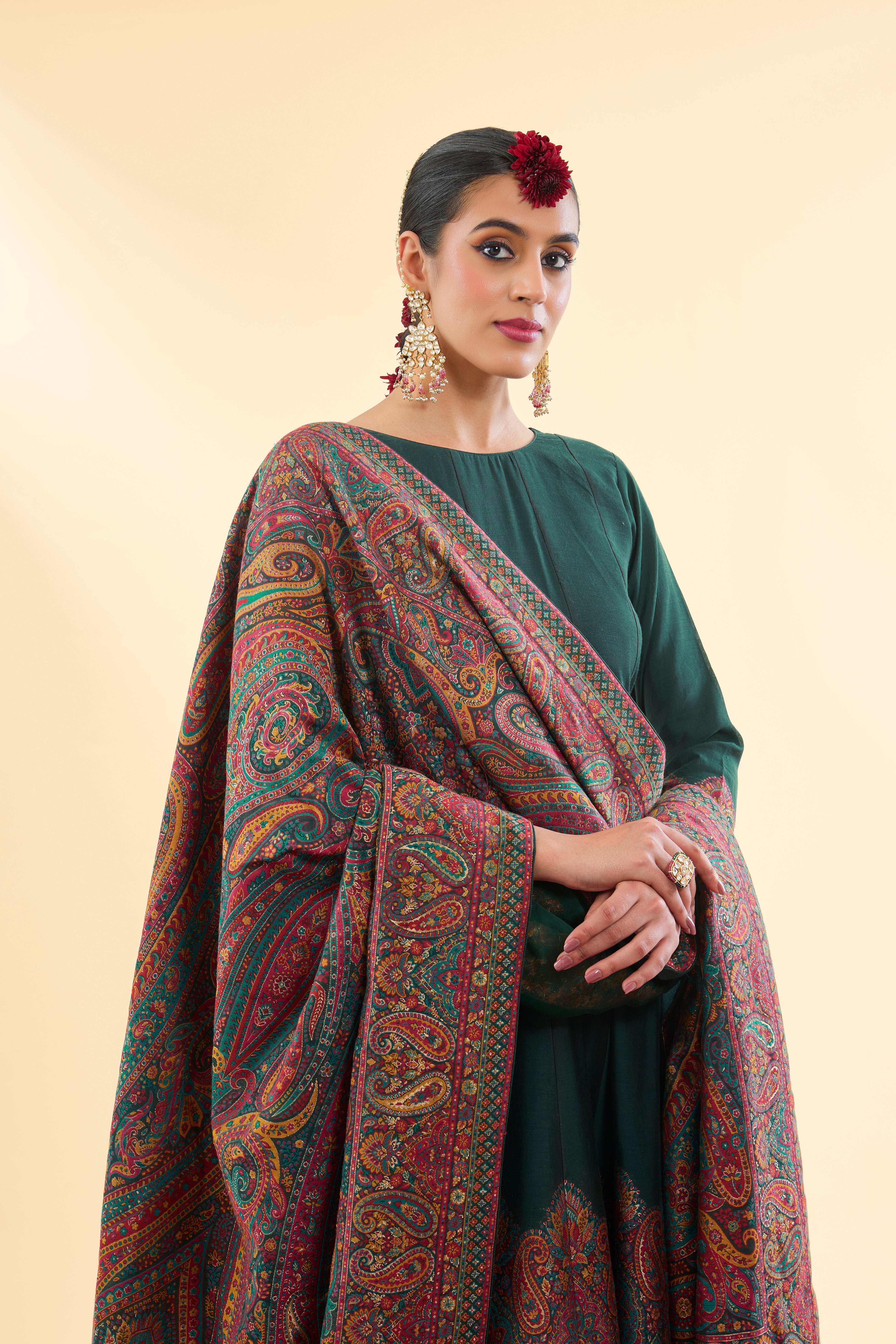 Rang Mahal Bottle Green Anarkali with Dupatta Set of 3