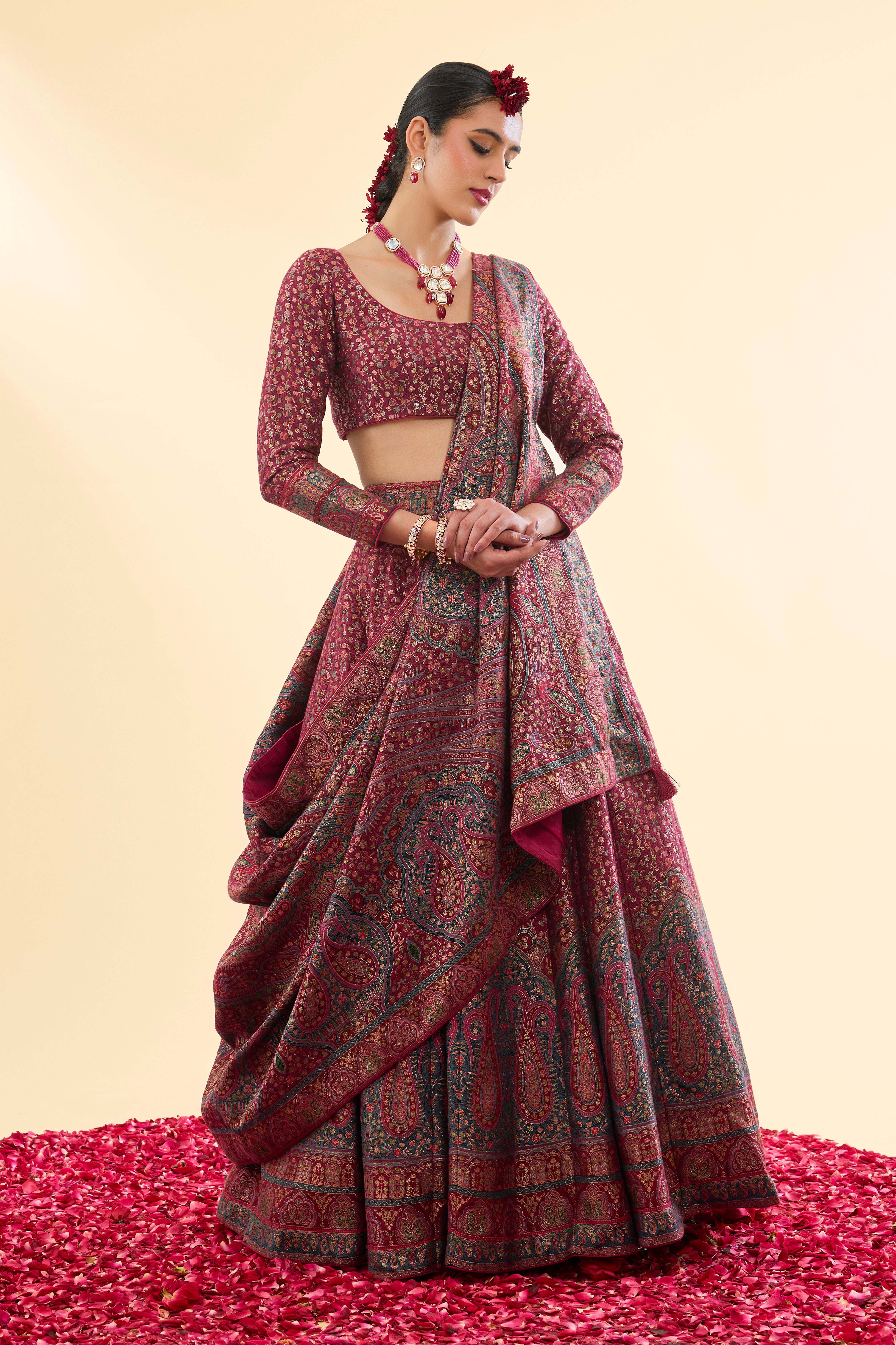 Farah Bagh Magenta Haze Lehenga with Dupatta Set of 3