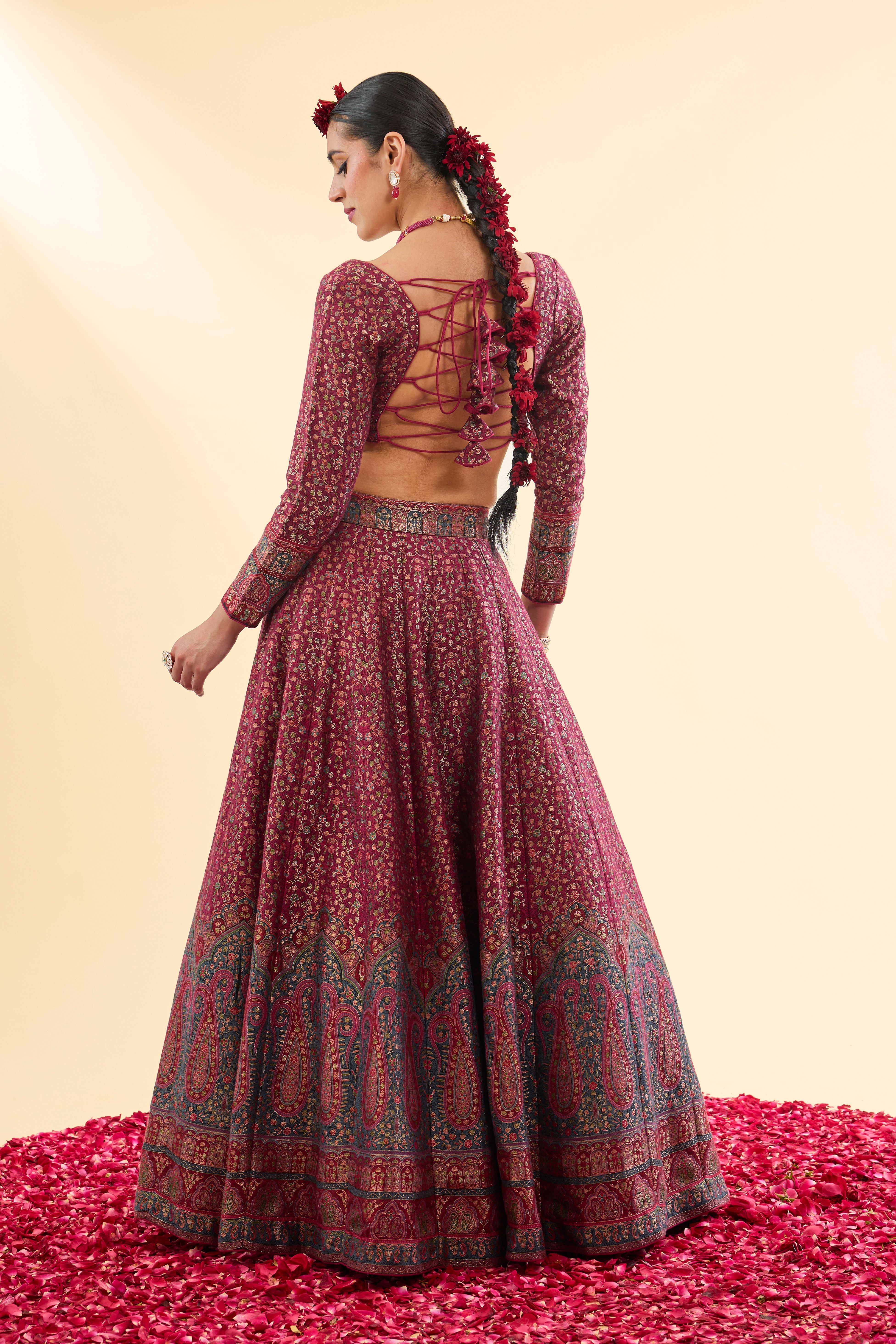 Farah Bagh Magenta Haze Lehenga with Dupatta Set of 3