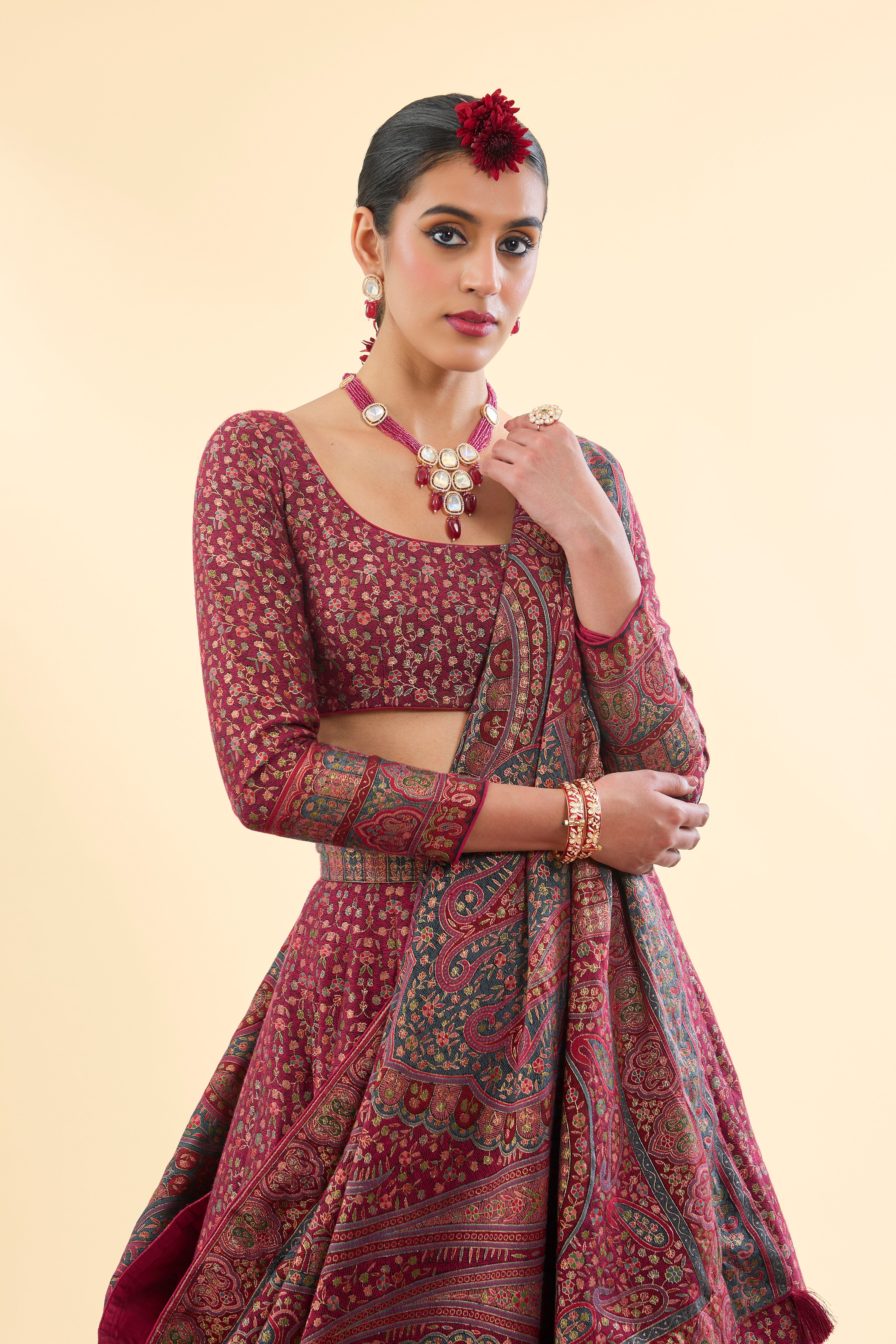 Farah Bagh Magenta Haze Lehenga with Dupatta Set of 3