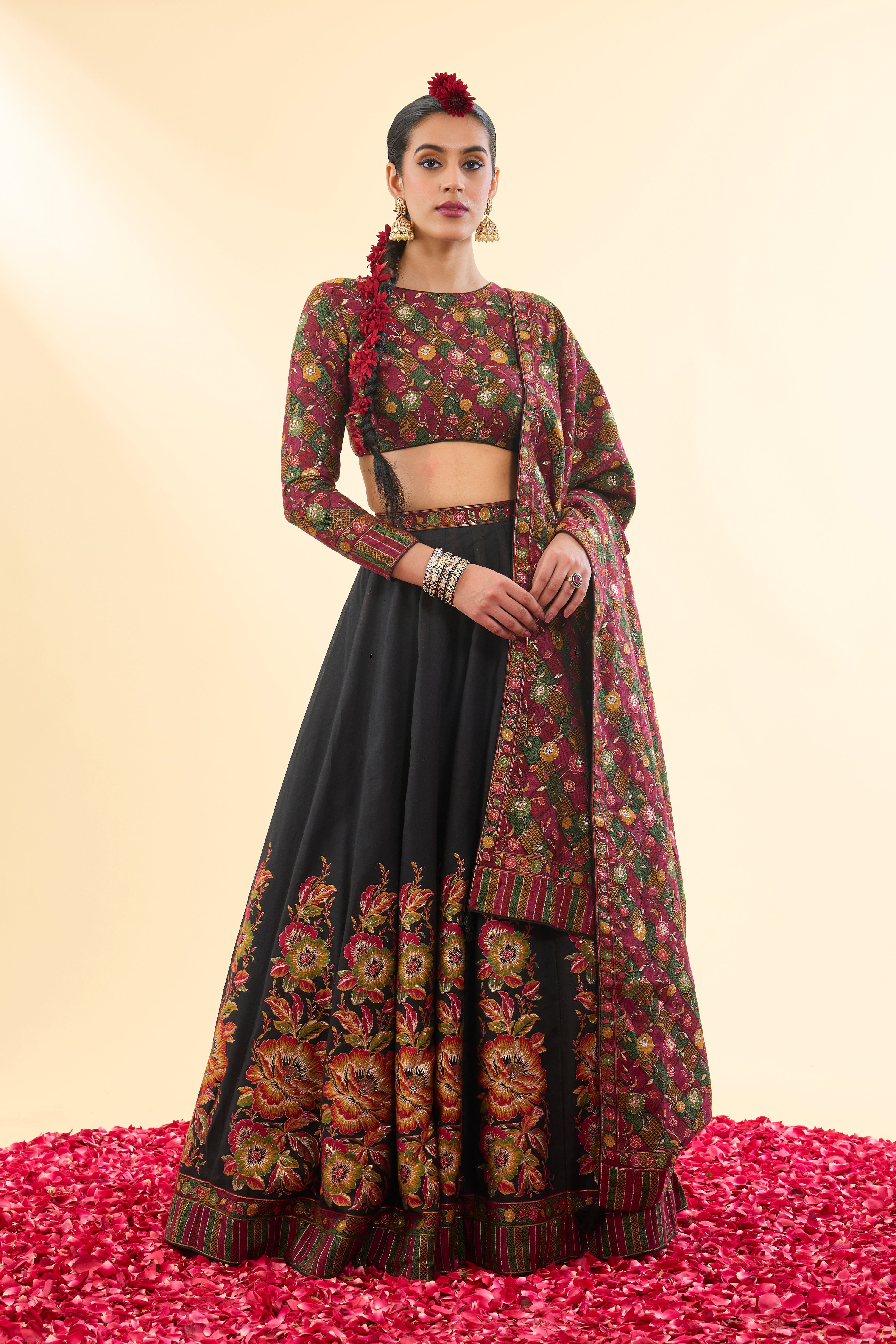 Qudsia Bagh Black Lehenga with Dupatta Set of 3