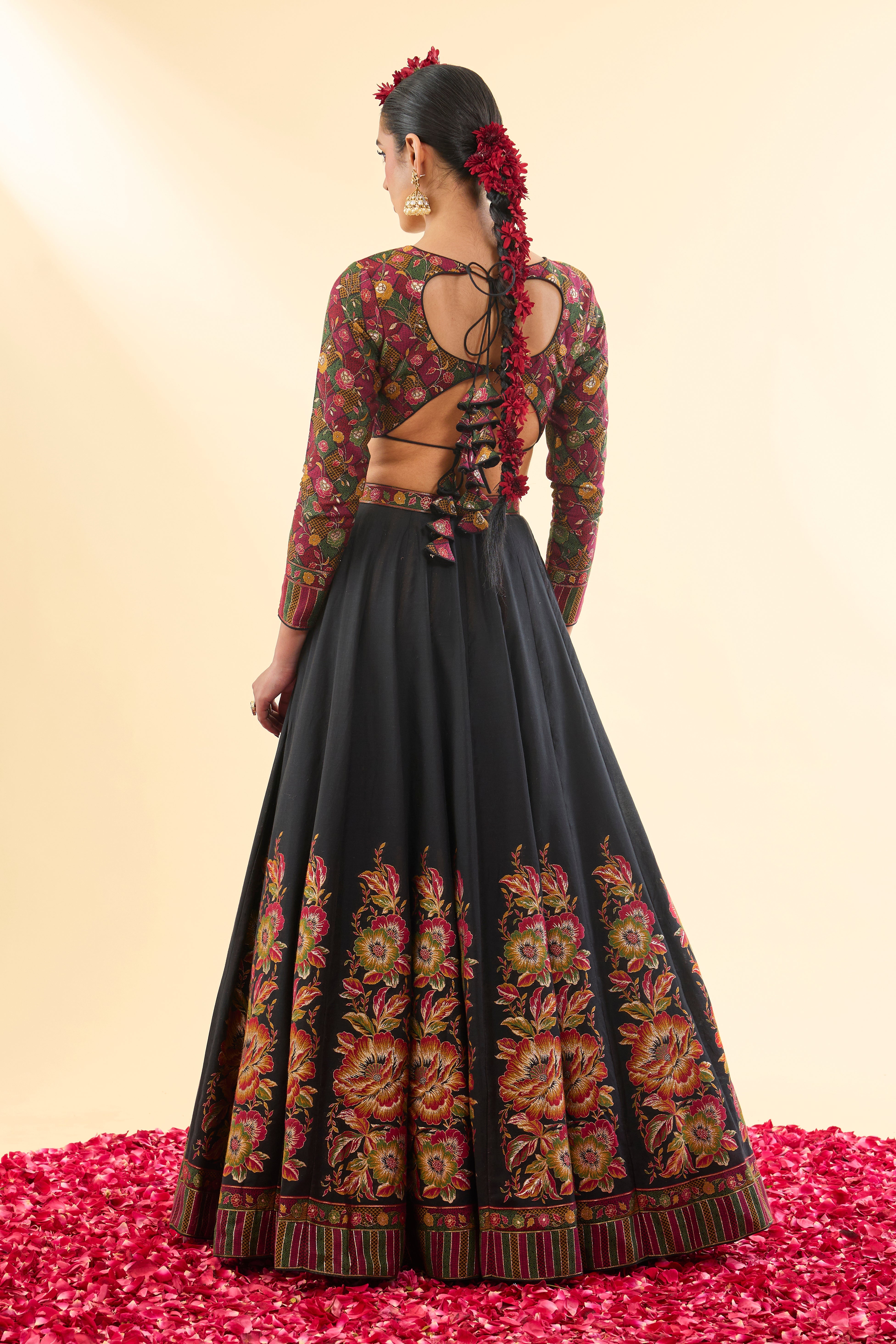 Qudsia Bagh Black Lehenga with Dupatta Set of 3