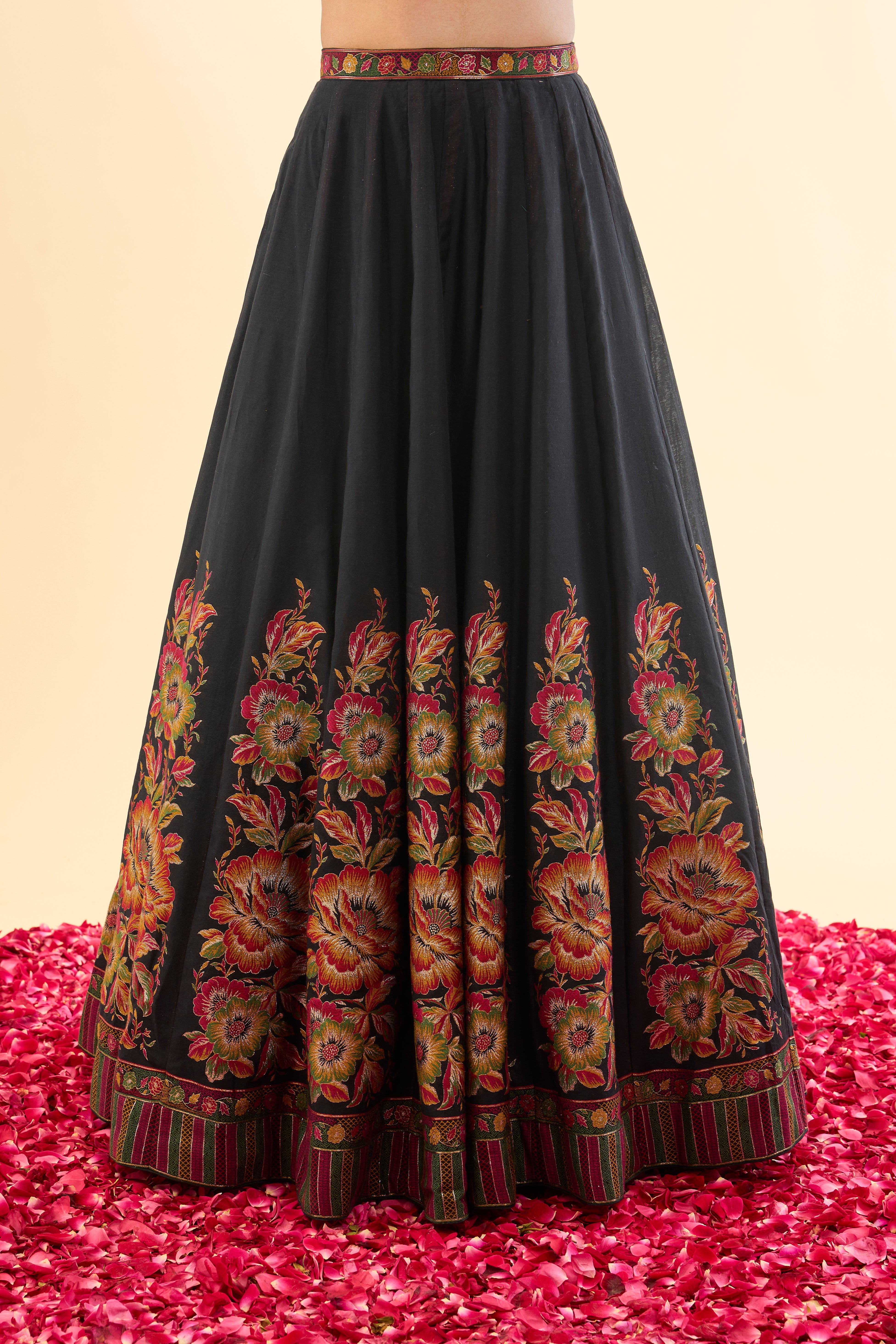 Qudsia Bagh Black Lehenga with Dupatta Set of 3