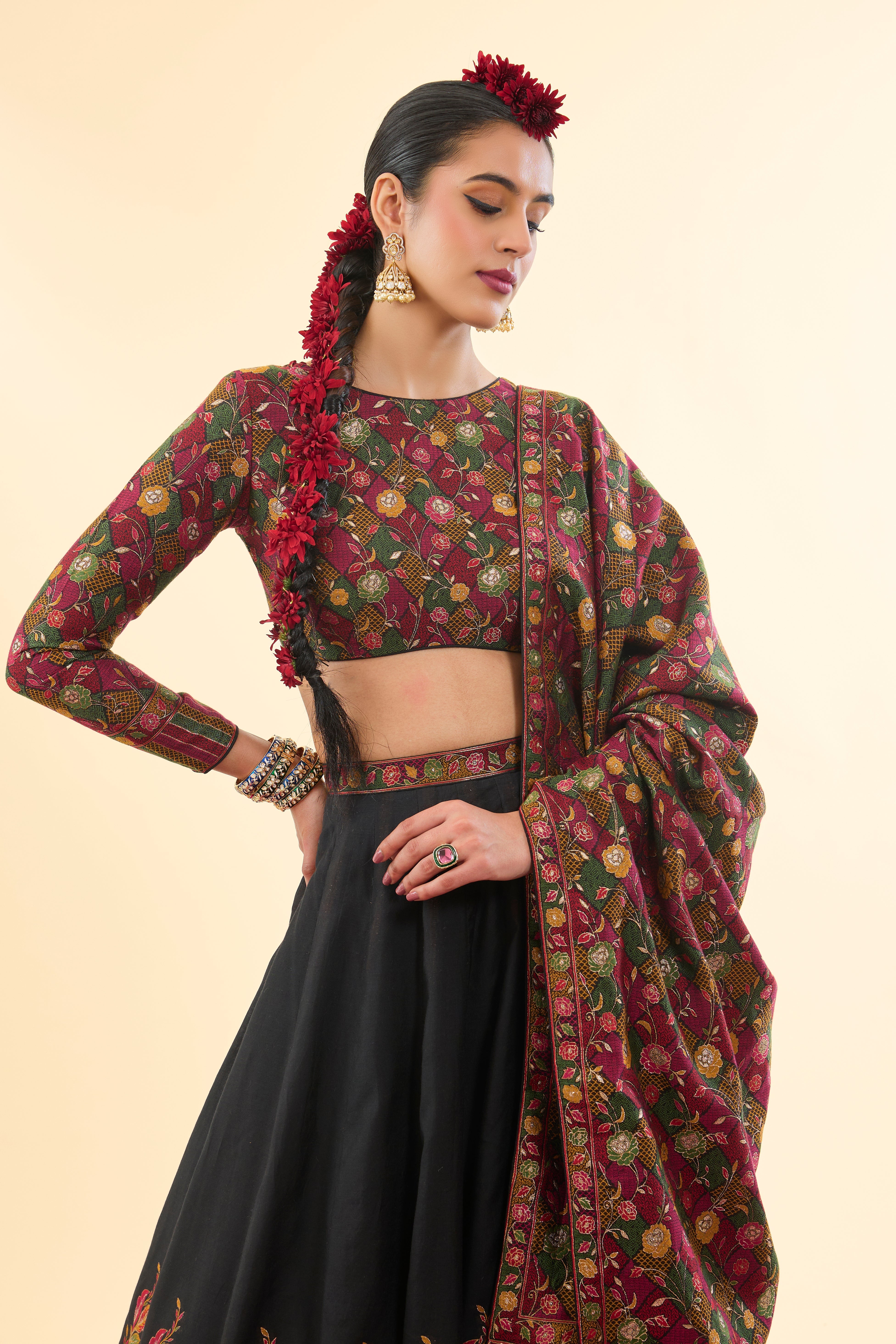 Qudsia Bagh Black Lehenga with Dupatta Set of 3