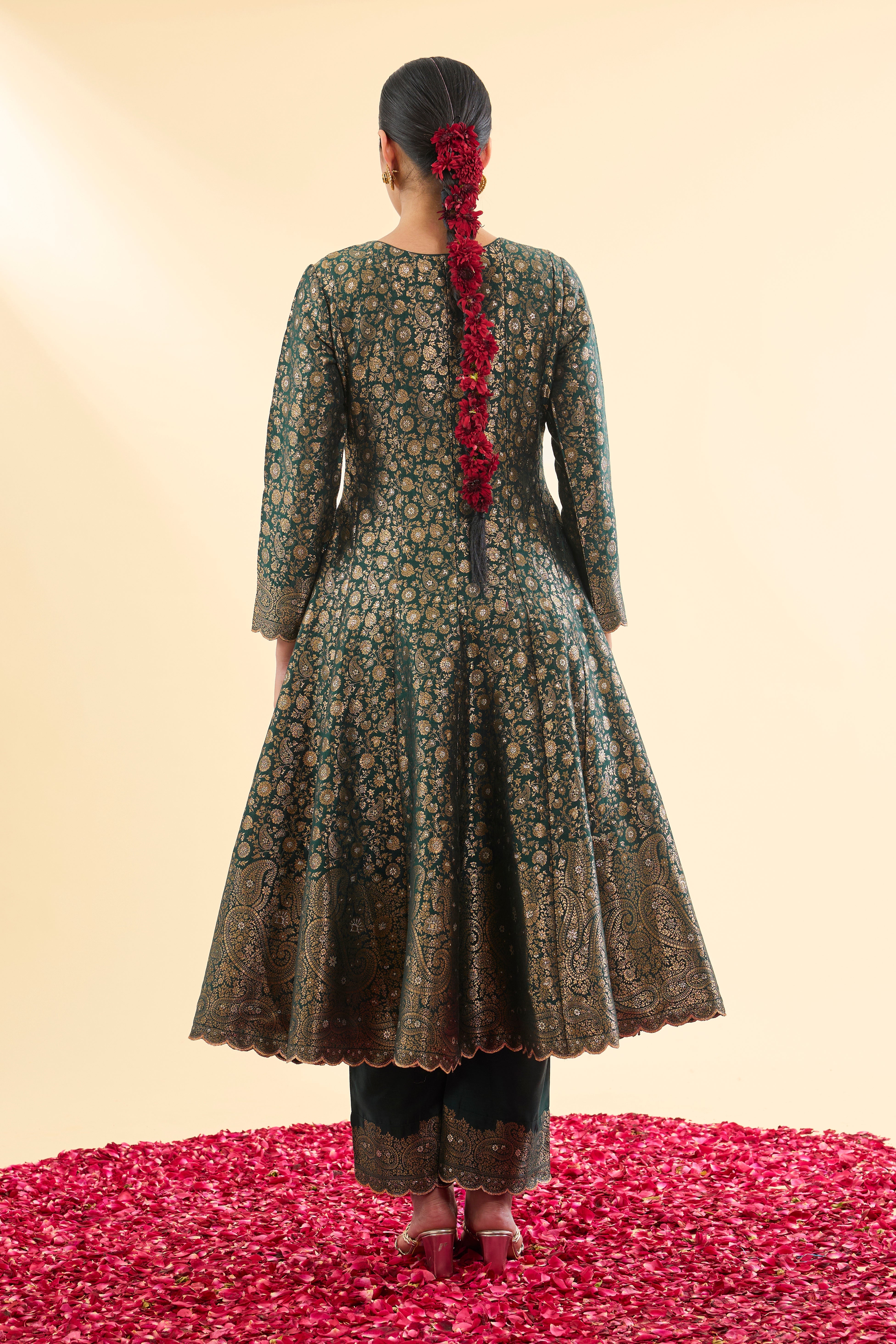 Noor Mahal Bottle Green Anarkali with Dupatta Set of 3