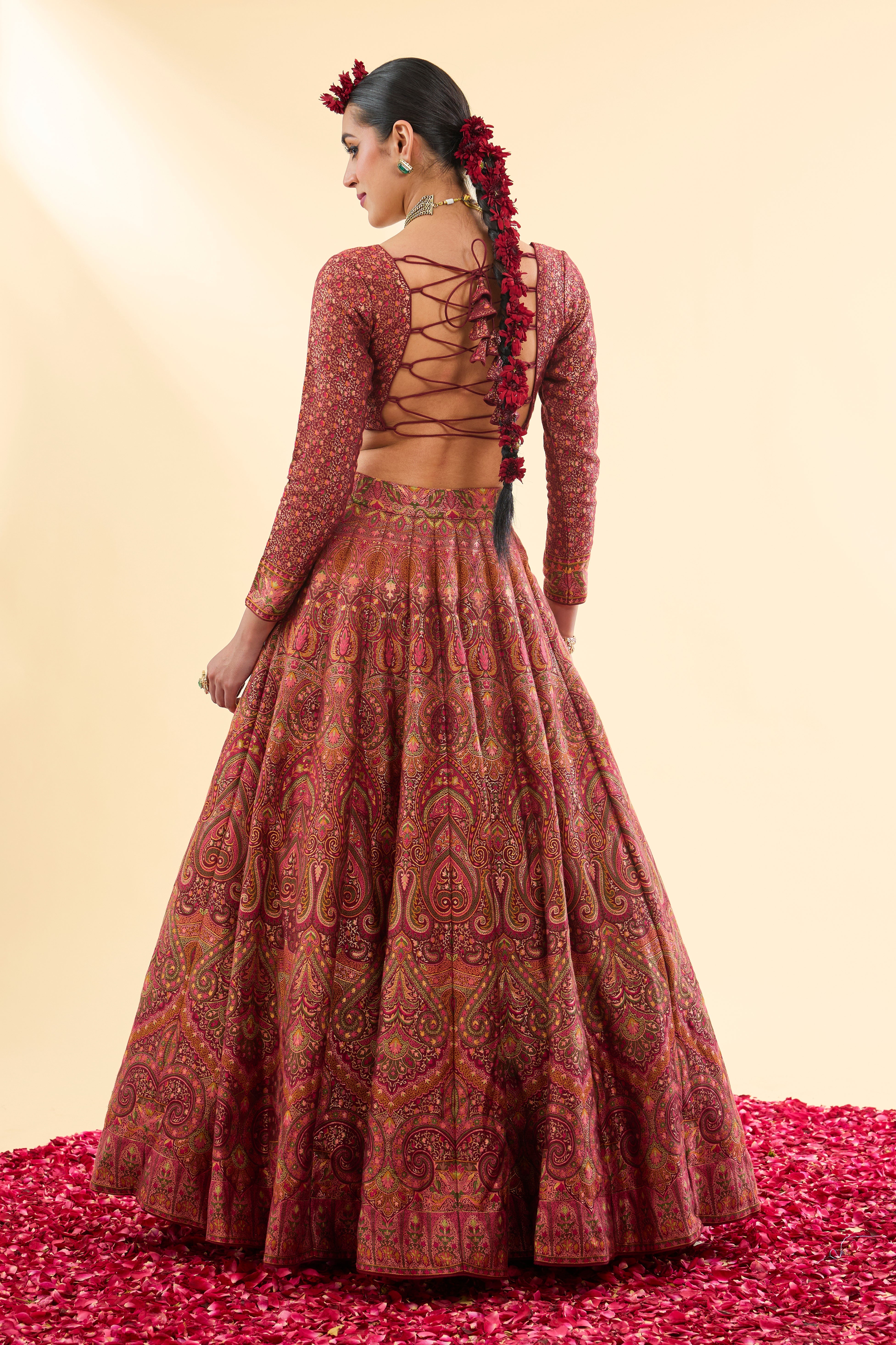 Diwan-i-Khas Maroon Lehenga with Dupatta Set of 3