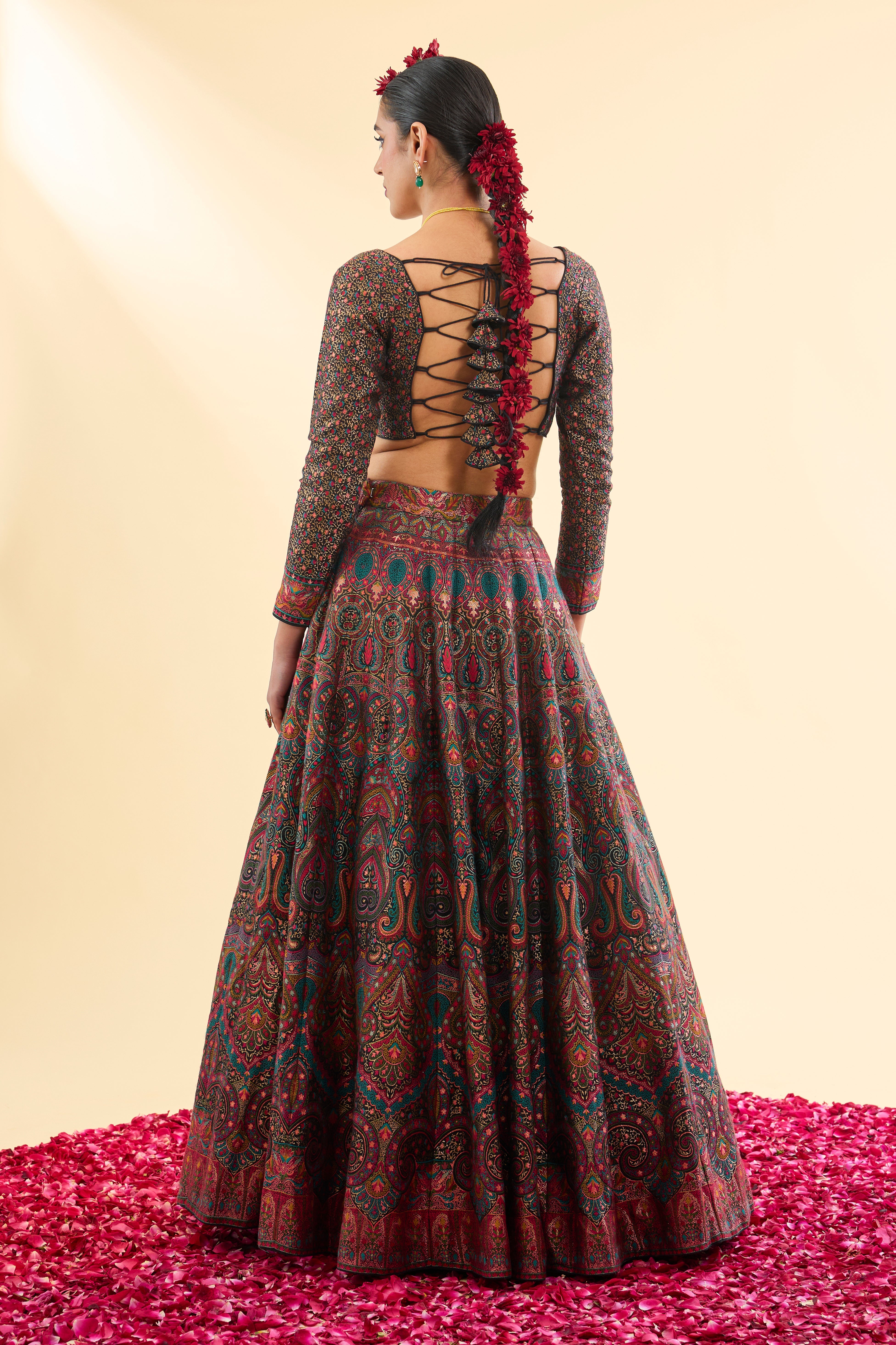 Diwan-i-Khas Black Lehenga with Dupatta Set of 3