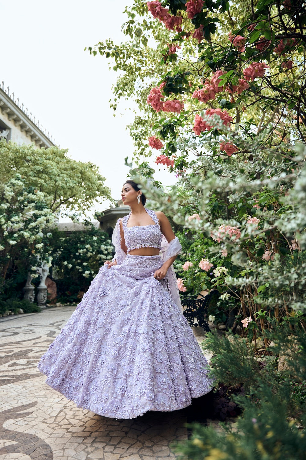 Lilac Three-Dimensional Lehenga Set