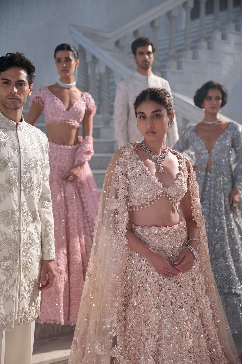 Powder Peach Cut Work Lehenga Set