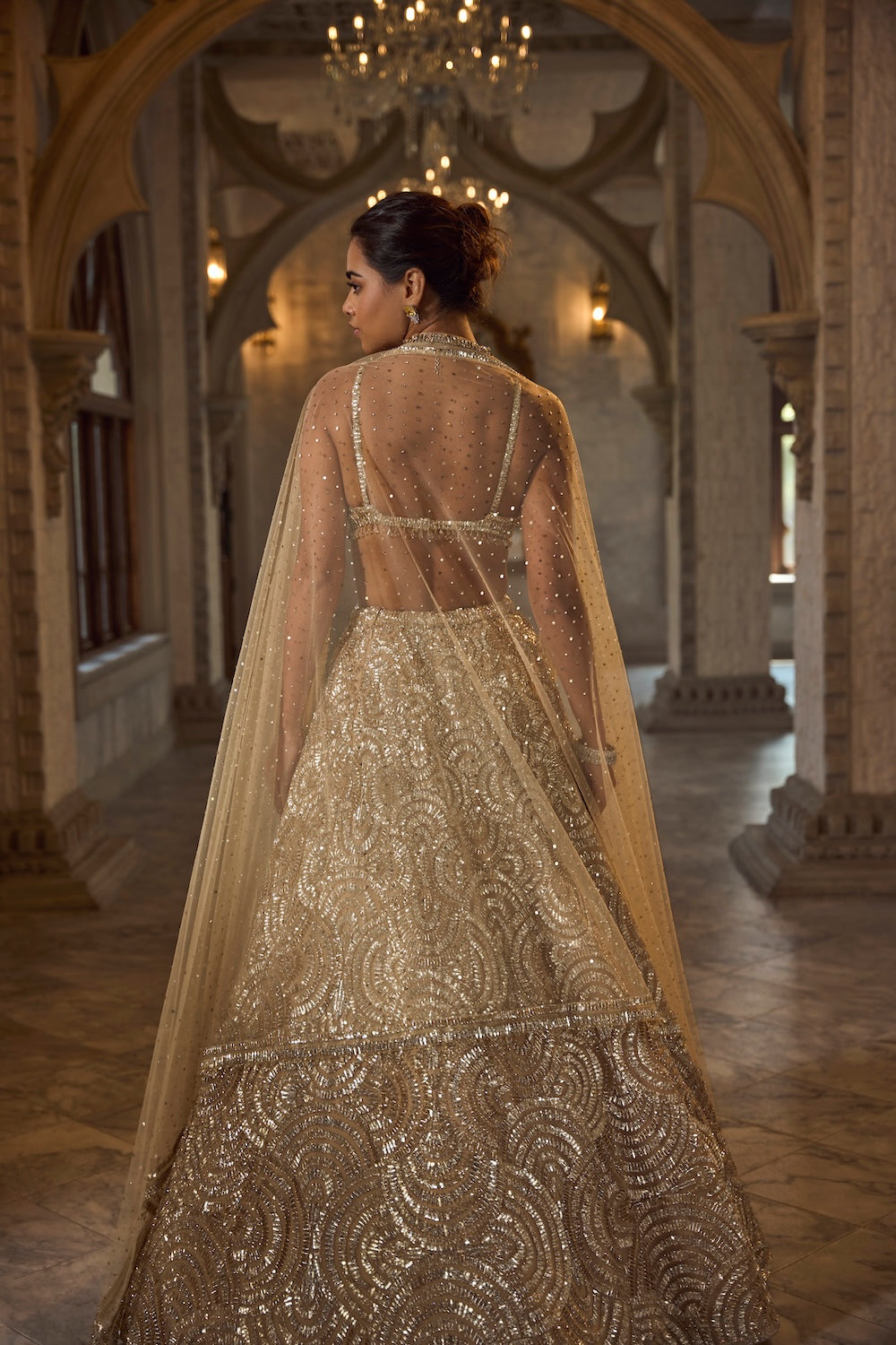 Gold Sequin Lehenga Set