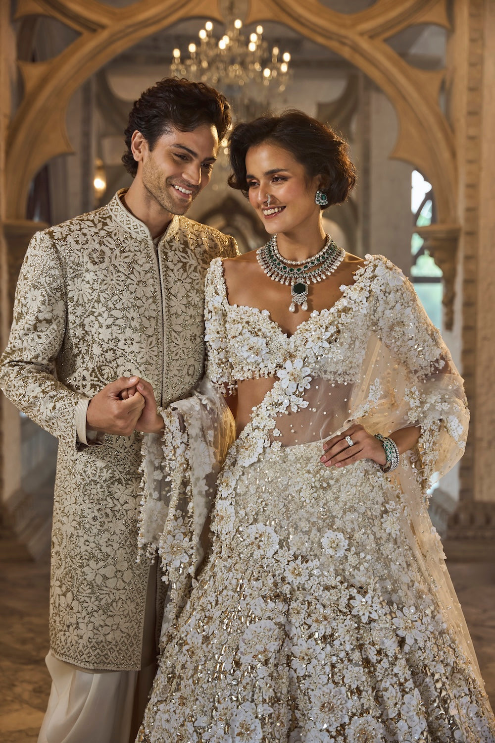 Ivory Gold Three-Dimensional Lehenga Set