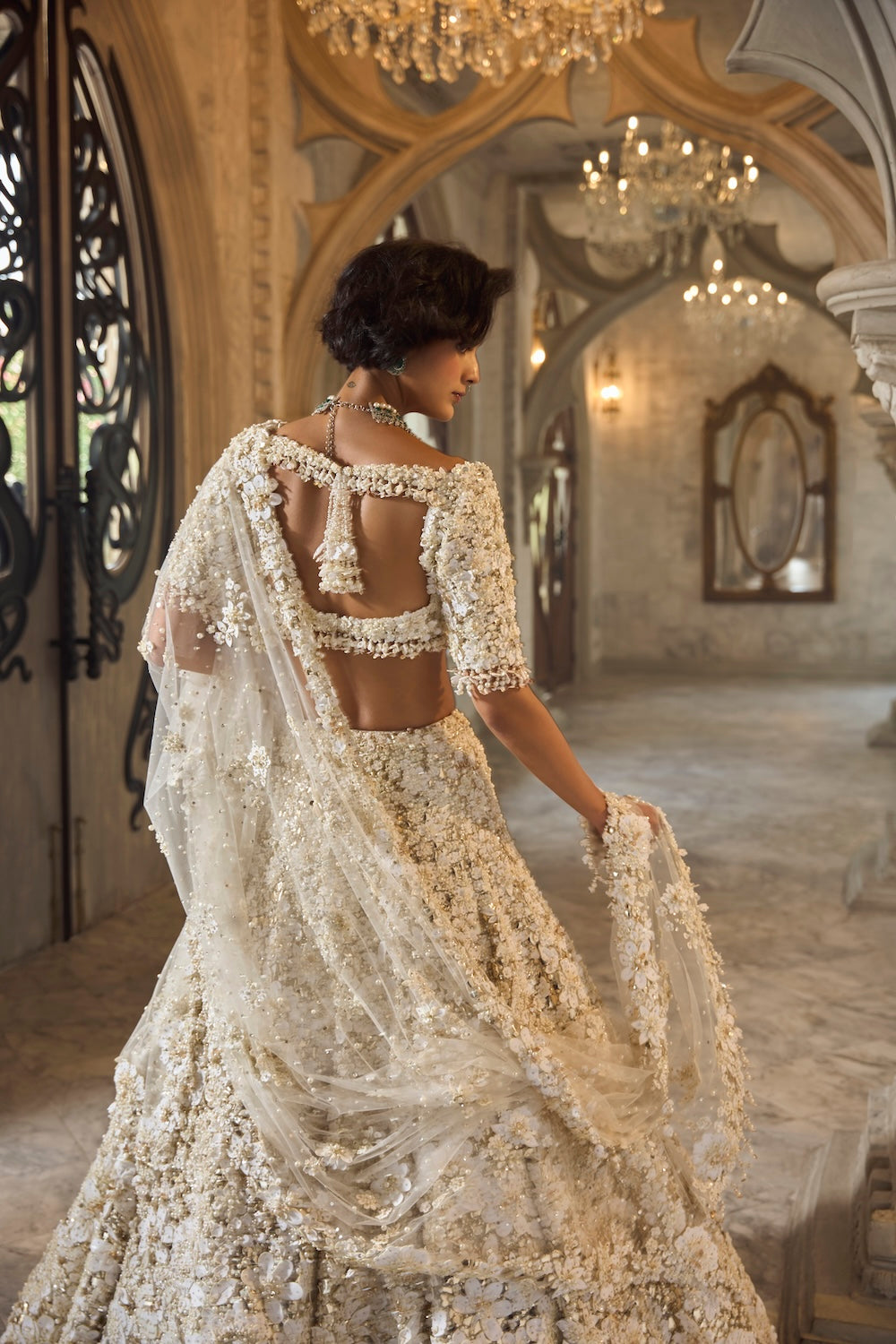 Ivory Gold Three-Dimensional Lehenga Set