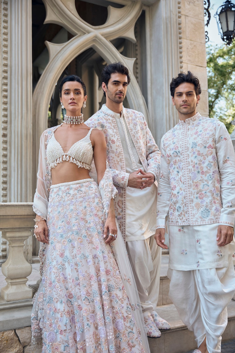 Multi-Coloured Pearl Lehenga Set