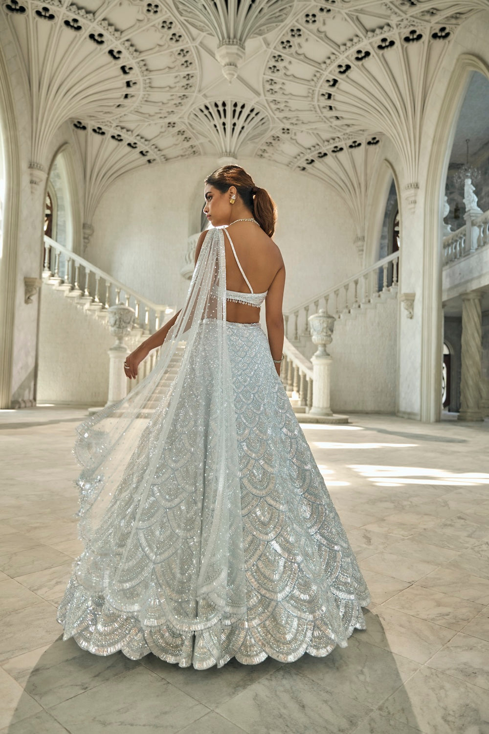 Powder Blue Sequin Lehenga Set