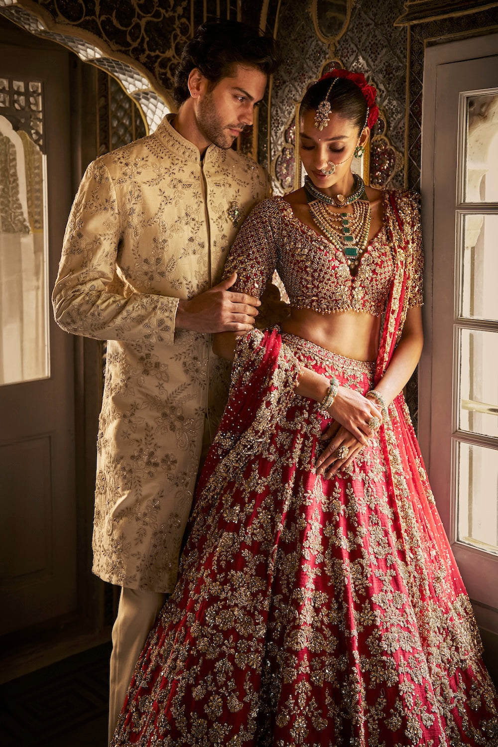 Ivory Gold Sherwani Set
