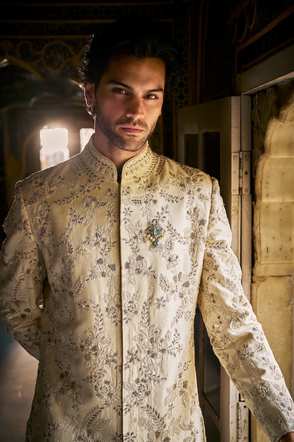 Ivory Gold Sherwani Set
