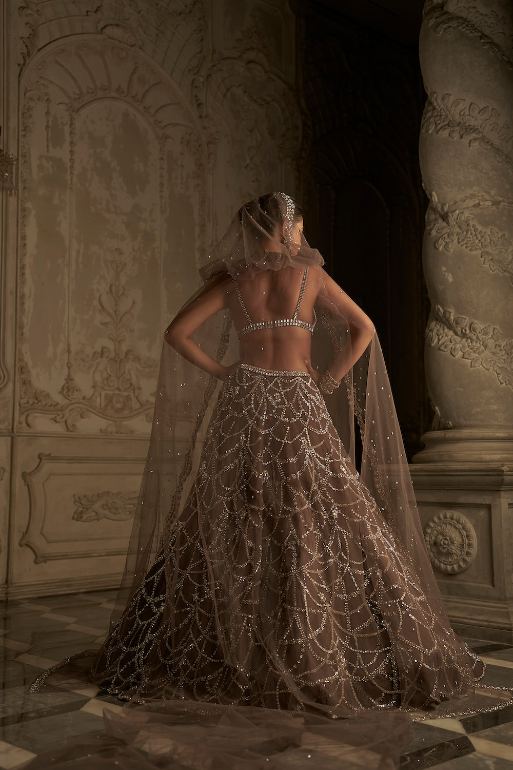 Coffee Chandelier Lehenga Set
