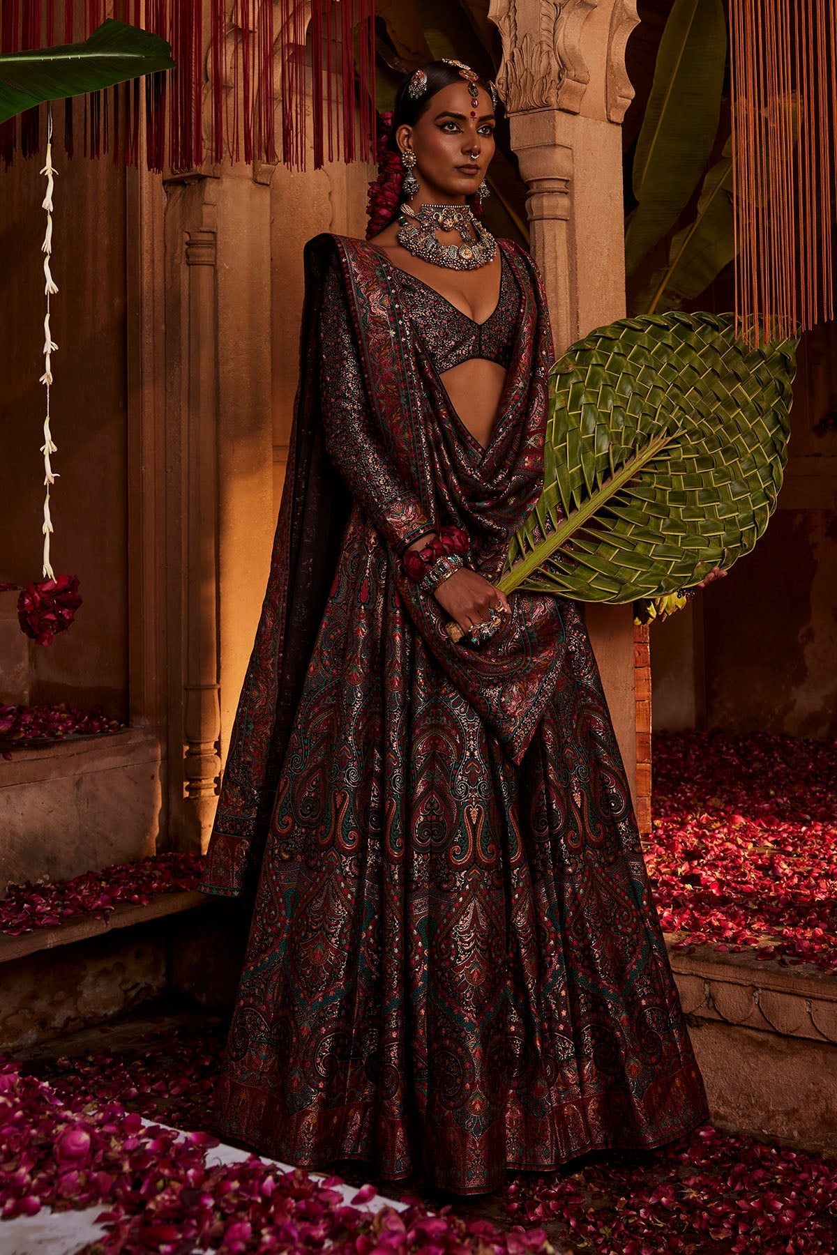 Diwan-i-Khas Black Lehenga with Dupatta Set of 3