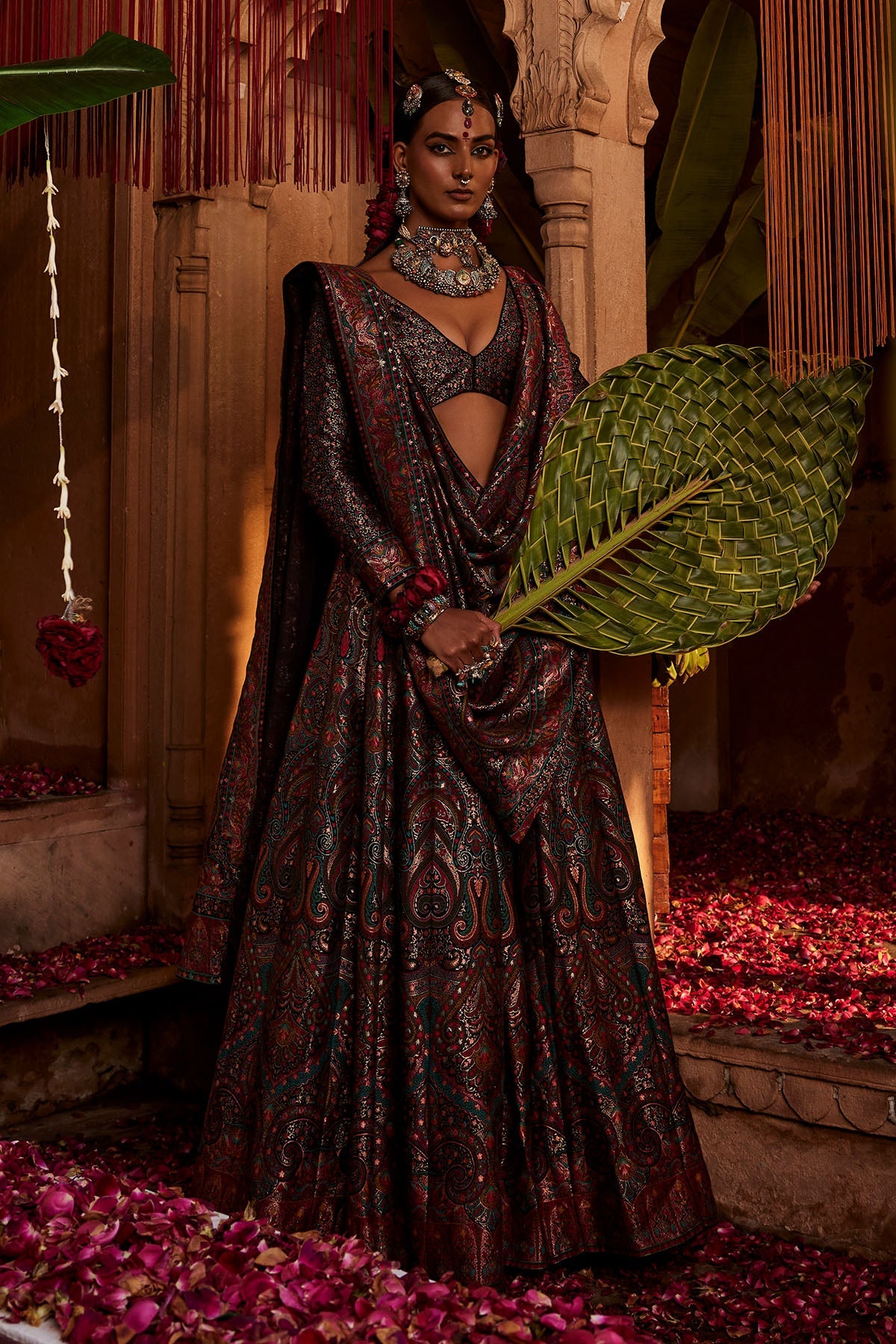 Diwan-i-Khas Black Lehenga with Dupatta Set of 3