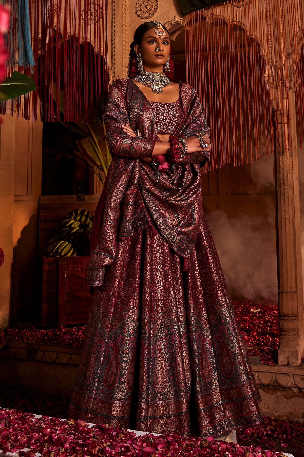 Farah Bagh Magenta Haze Lehenga with Dupatta Set of 3
