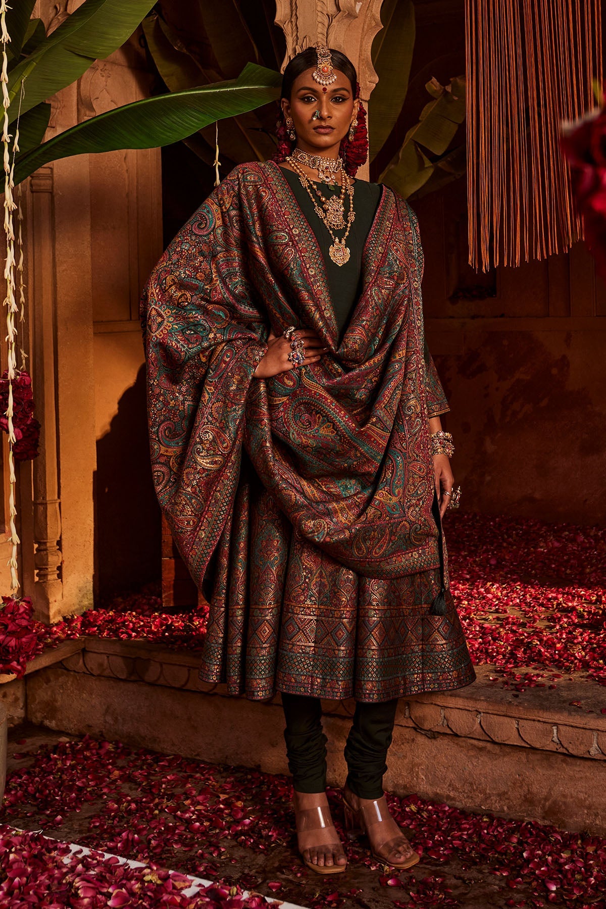 Rang Mahal Bottle Green Anarkali with Dupatta Set of 3