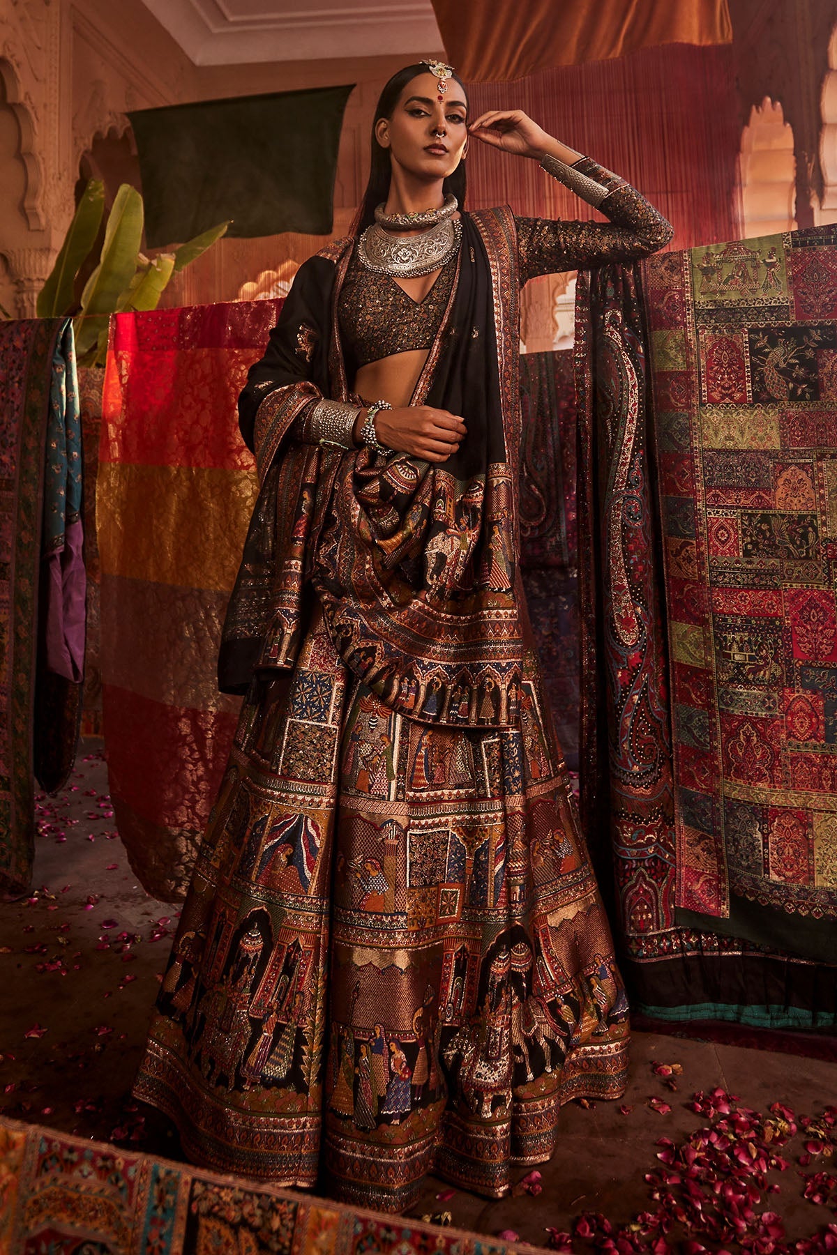 Shahi Mahal Black Lehenga with Dupatta Set of 3
