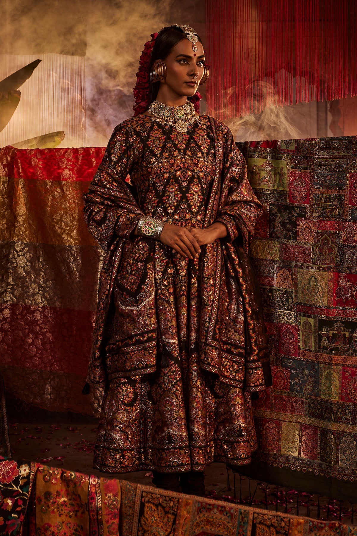 Mumtaz Mahal Black Anarkali with Dupatta Set of 3