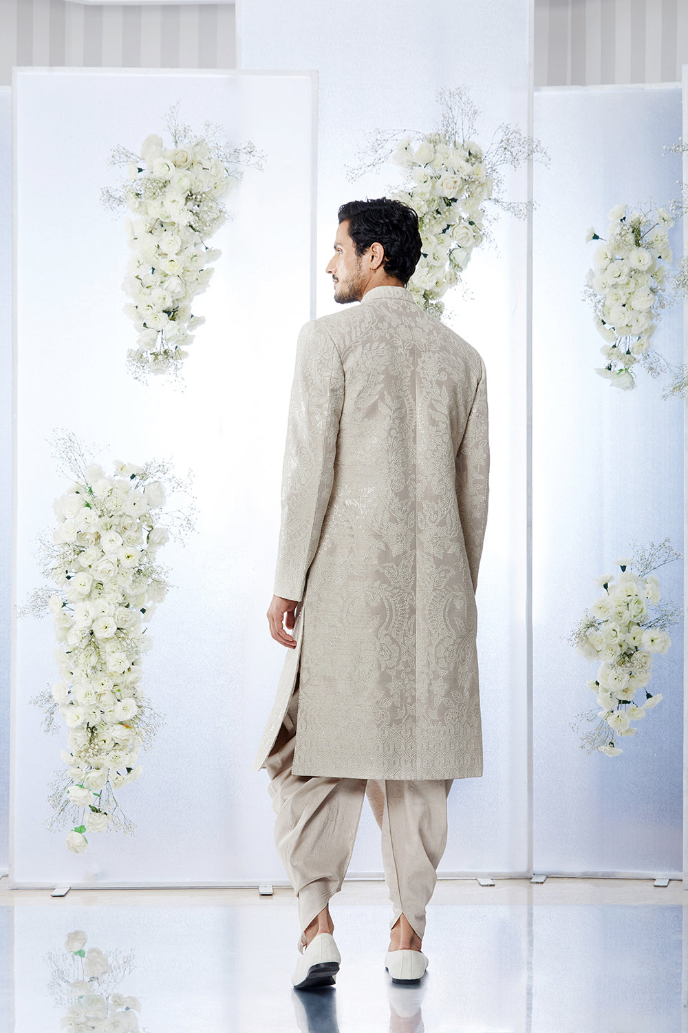 Ivory Sequin Sherwani Set