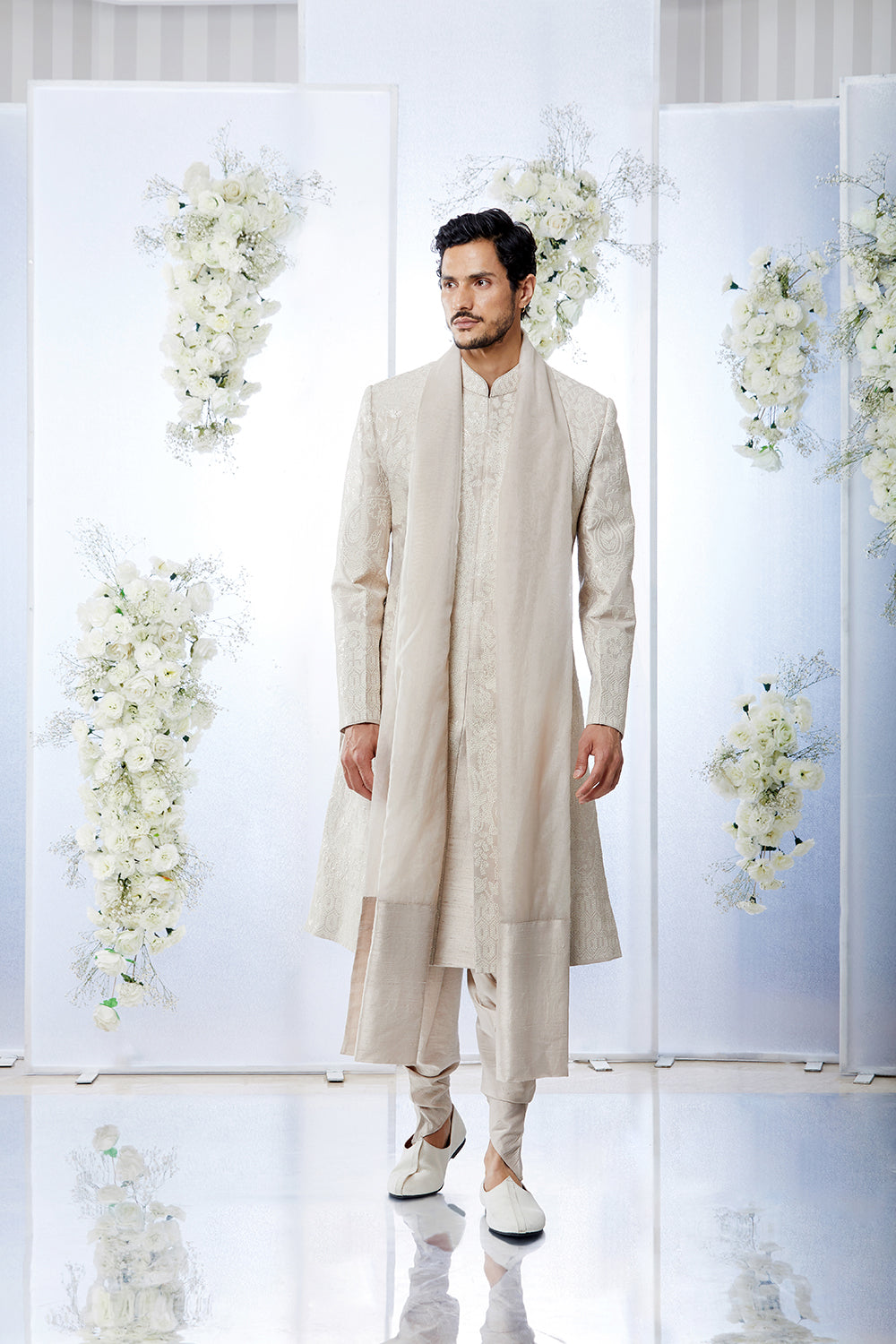Ivory Sequin Sherwani Set