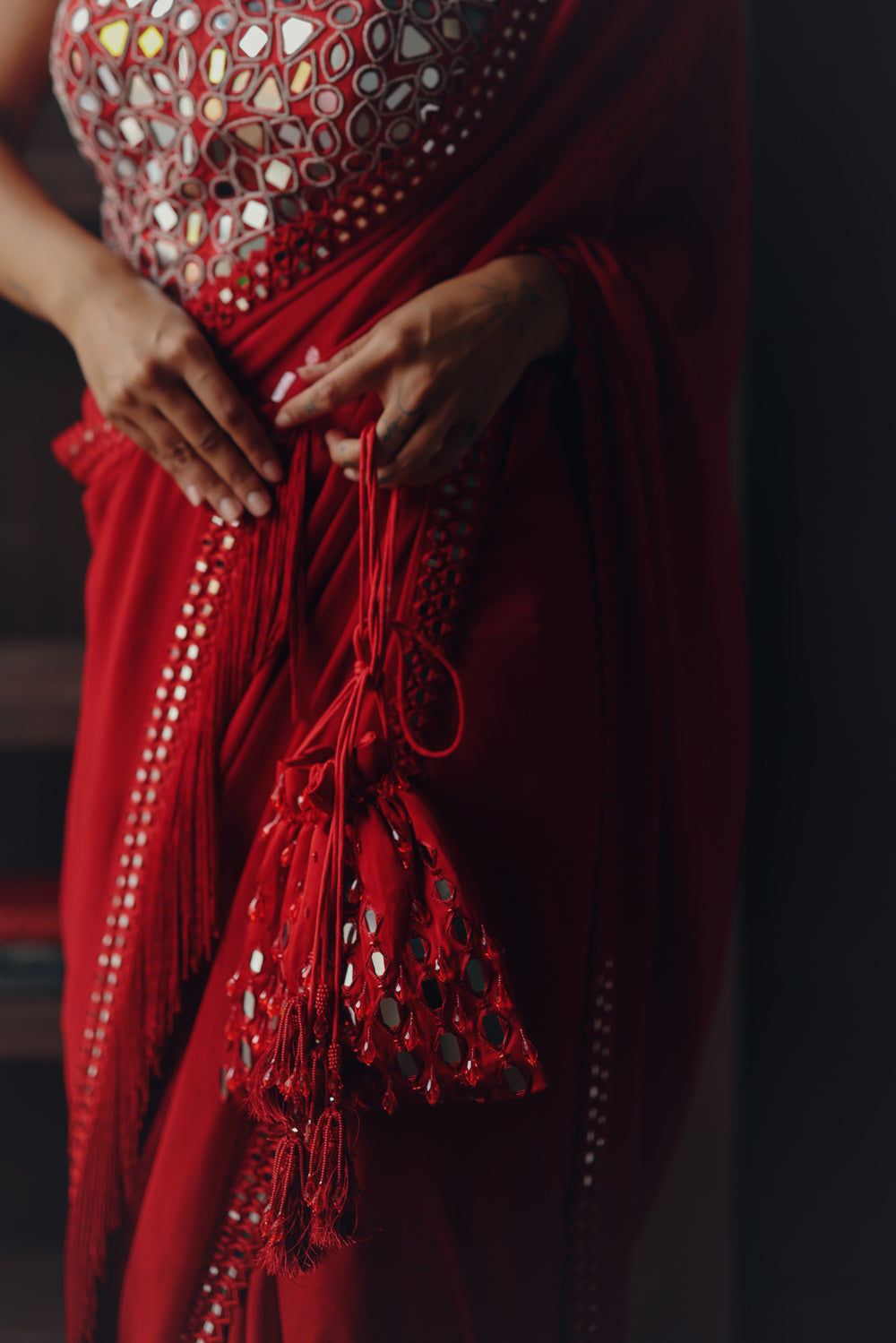 Georgette scalopped saree with bralette